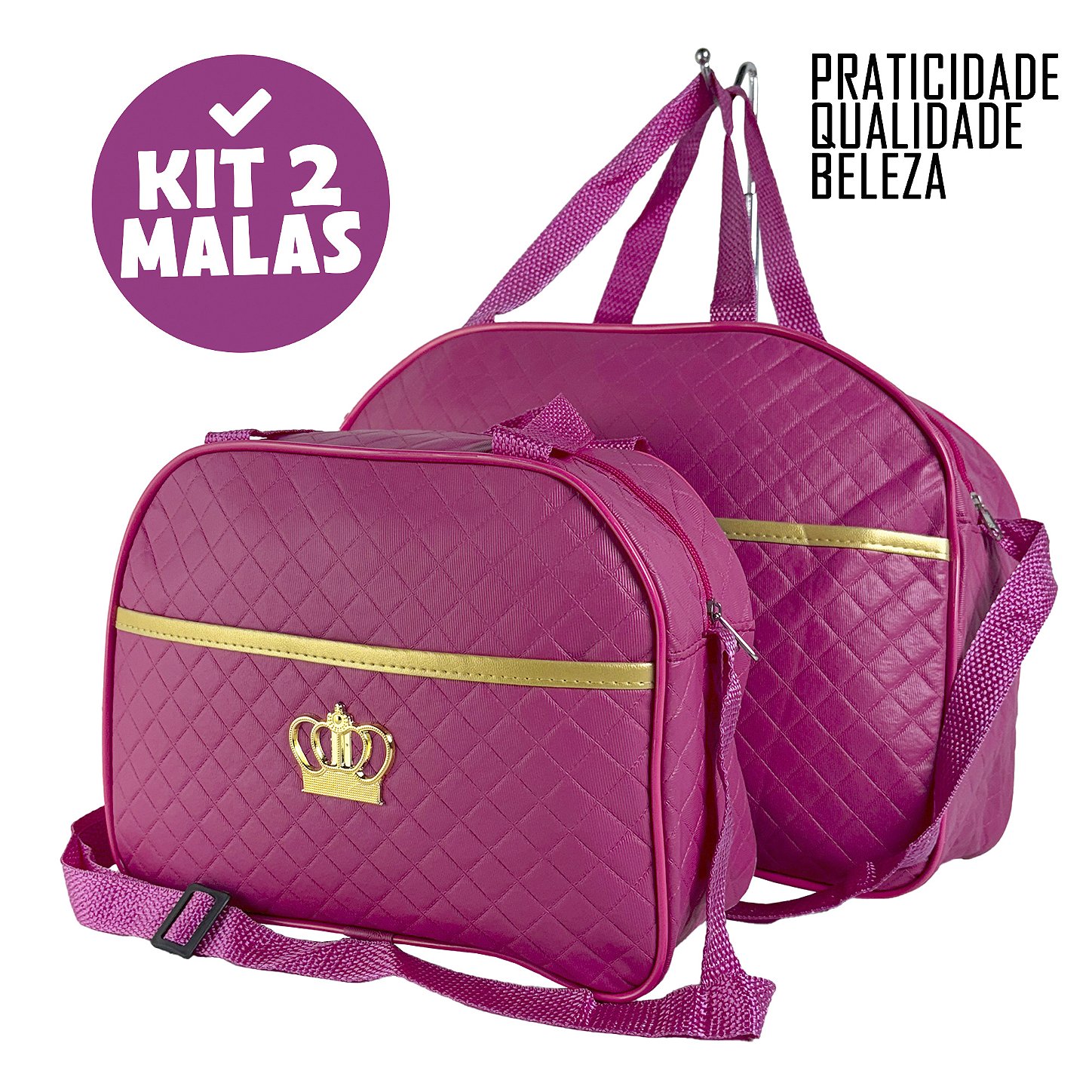Kit Mala Bolsa Maternidade 2 Peças Vies - Pink