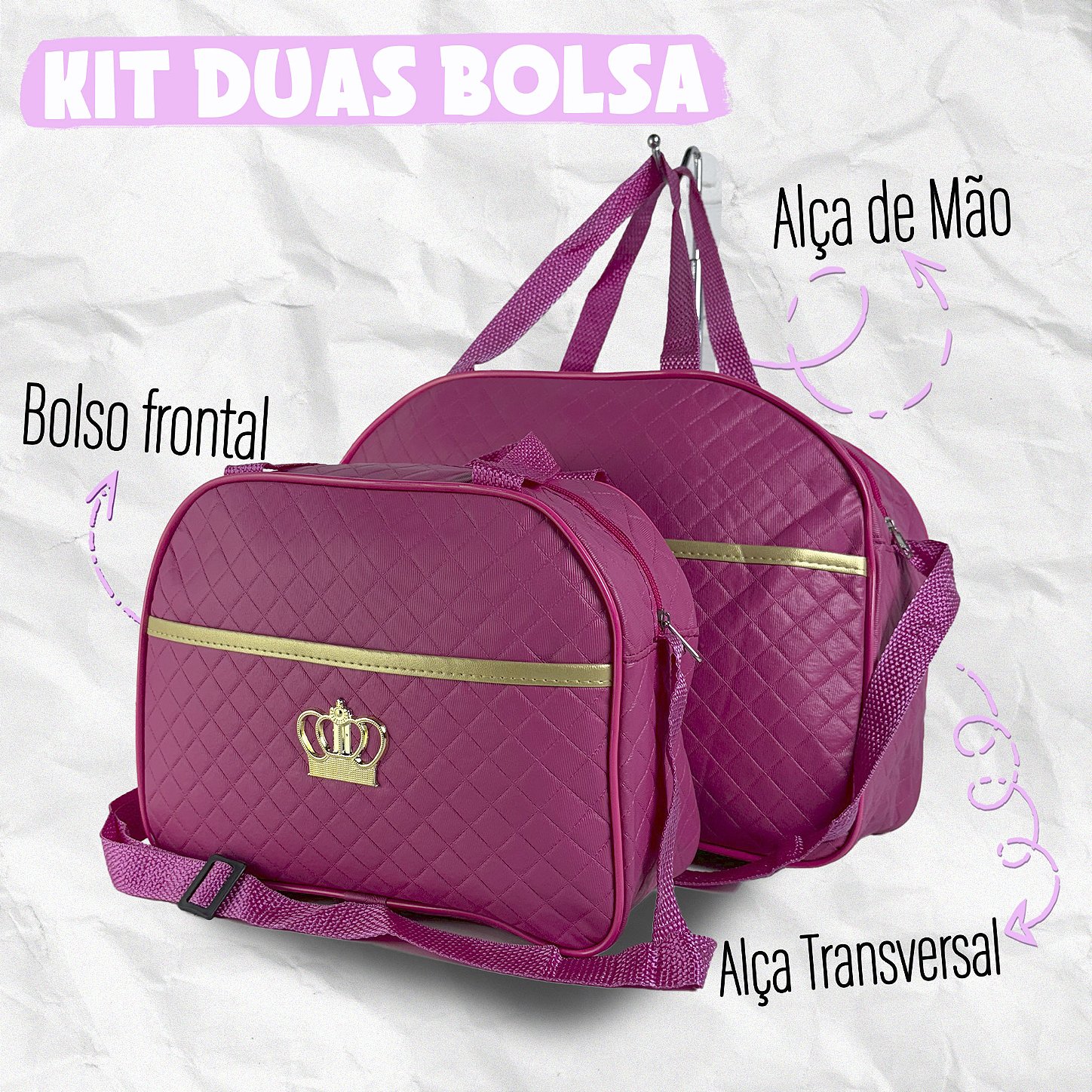 Kit Mala Bolsa Maternidade 2 Peças Vies - Pink