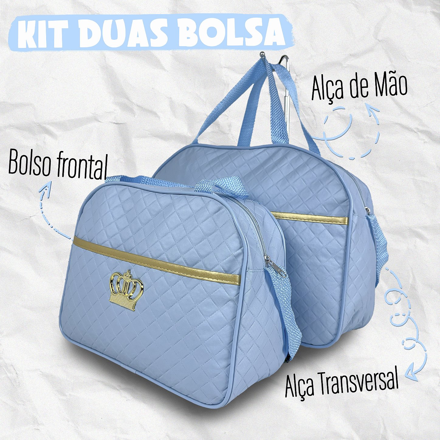 Kit Mala Bolsa Maternidade 2 Peças Vies - Azul Bebe