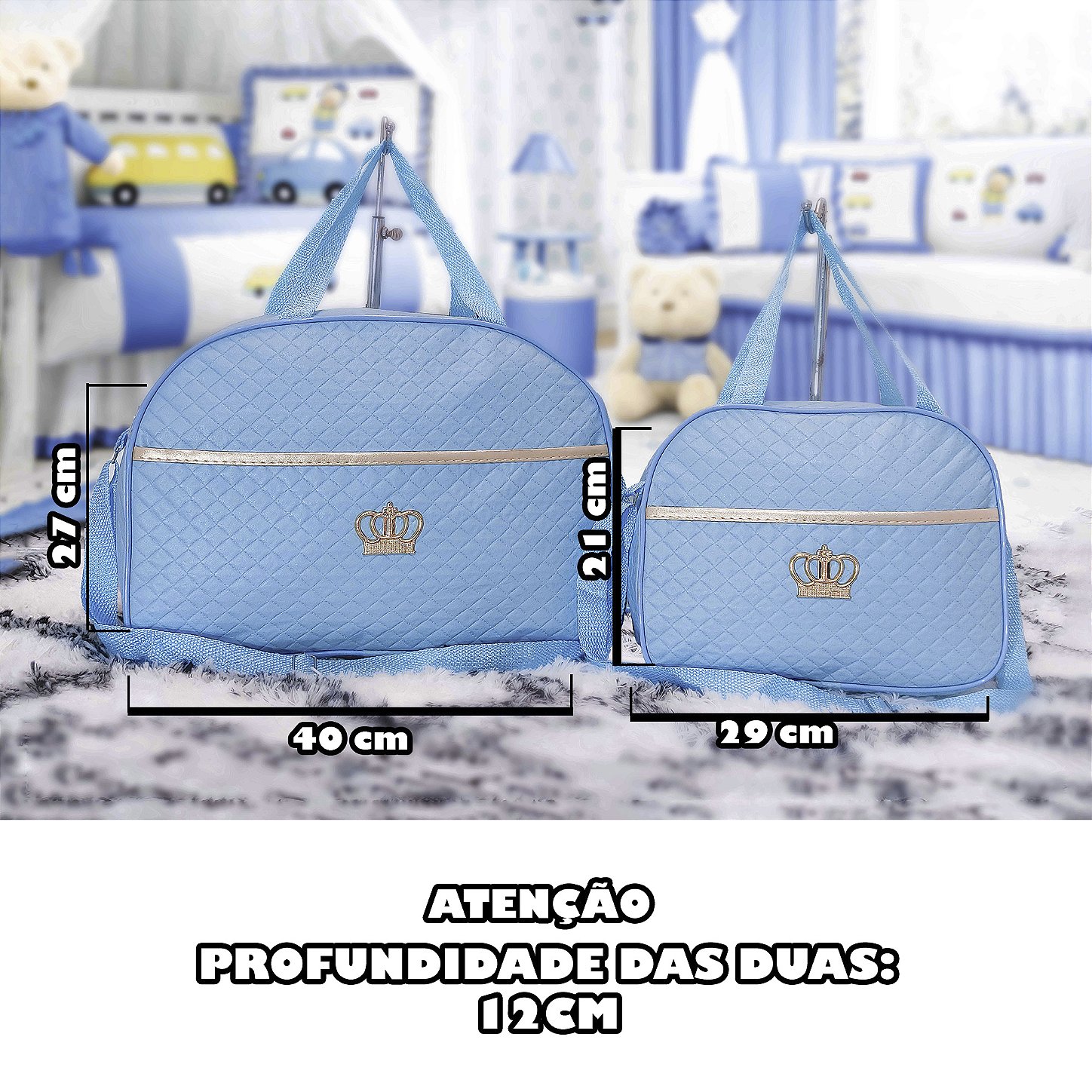 Kit Mala Bolsa Maternidade 2 Peças Vies - Azul Bebe