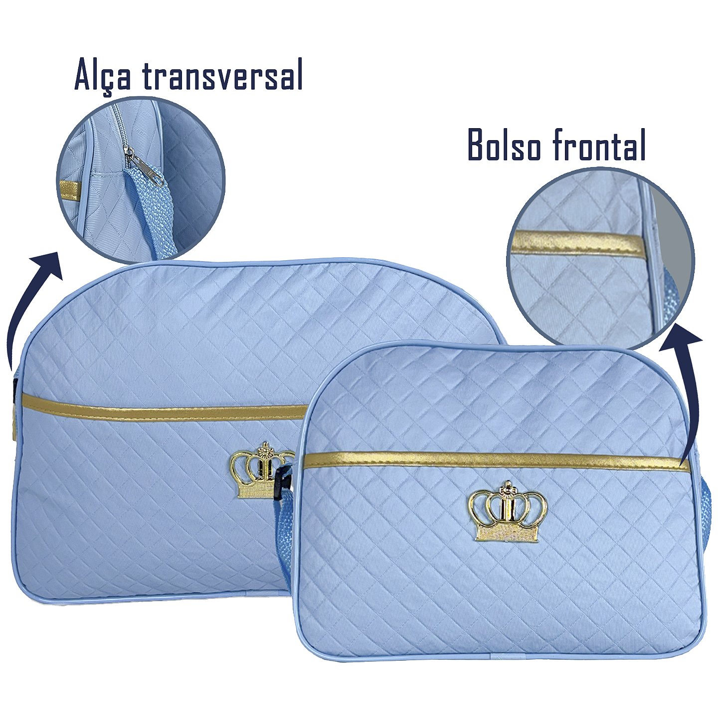 Kit Mala Bolsa Maternidade 2 Peças Vies - Azul Bebe