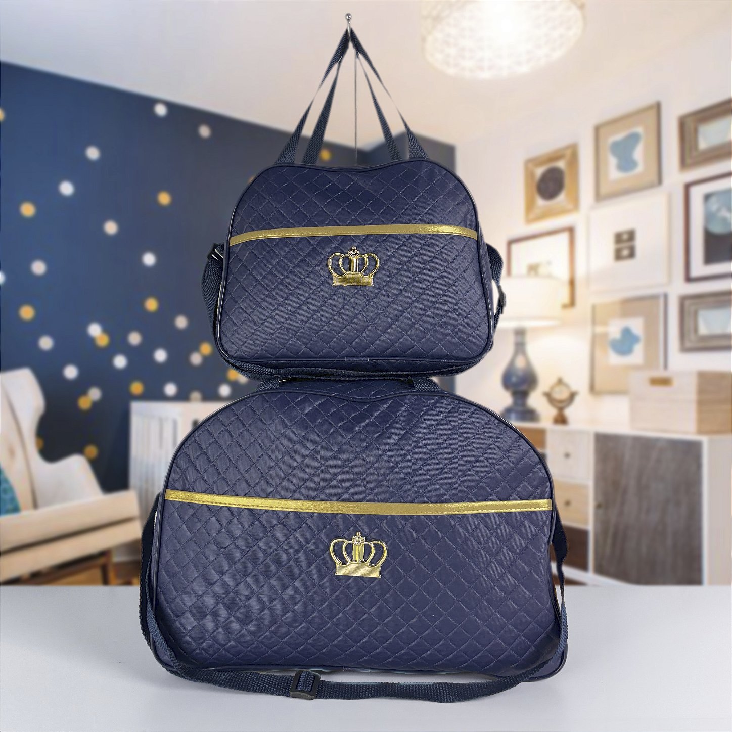 Kit Mala Bolsa Maternidade 2 Peças Vies - Azul Marinho