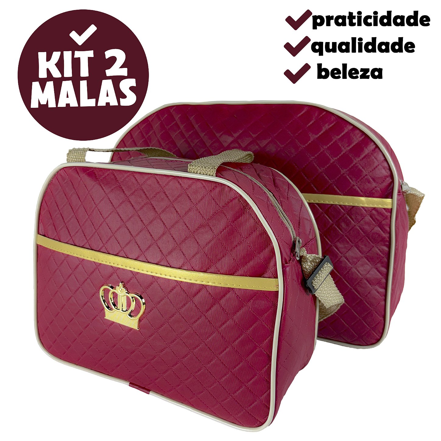 Kit Mala Bolsa Maternidade 2 Peças Vies - Vermelho