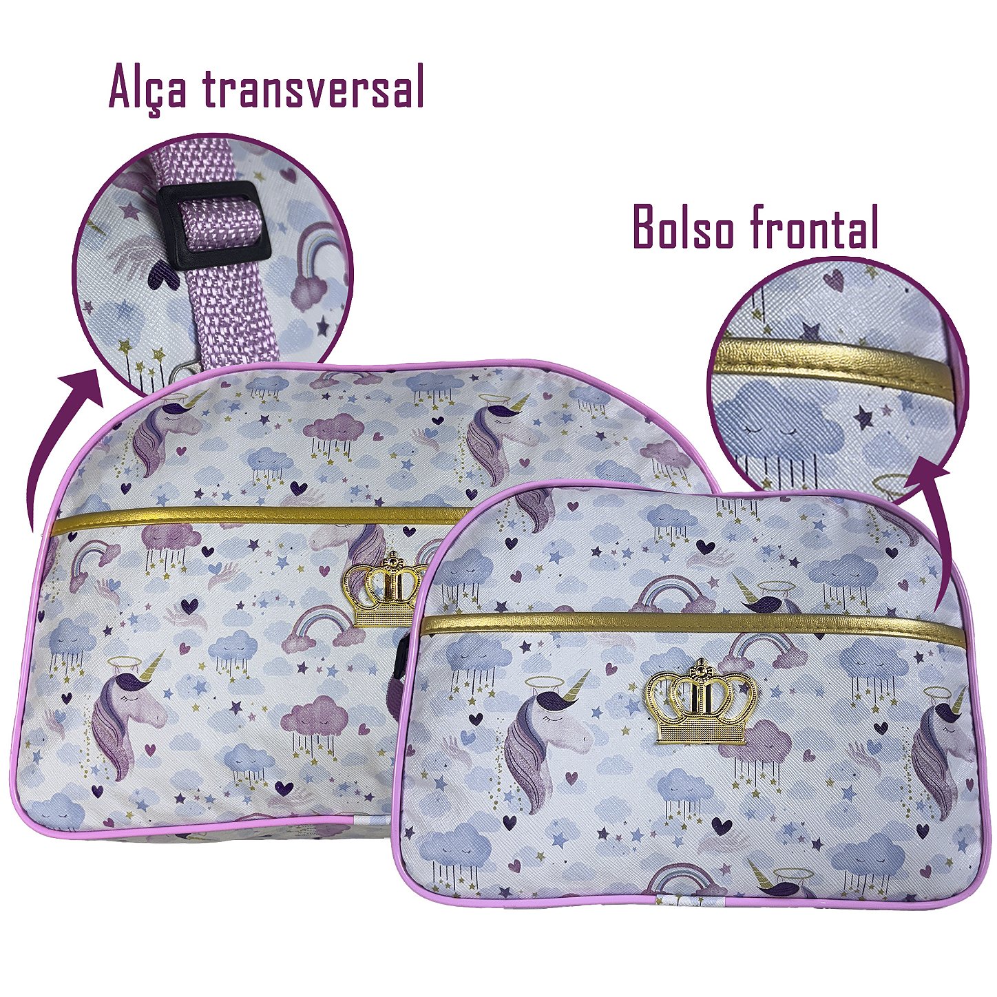 Kit Mala Bolsa Maternidade 2 Peças Vies - Unicórnio