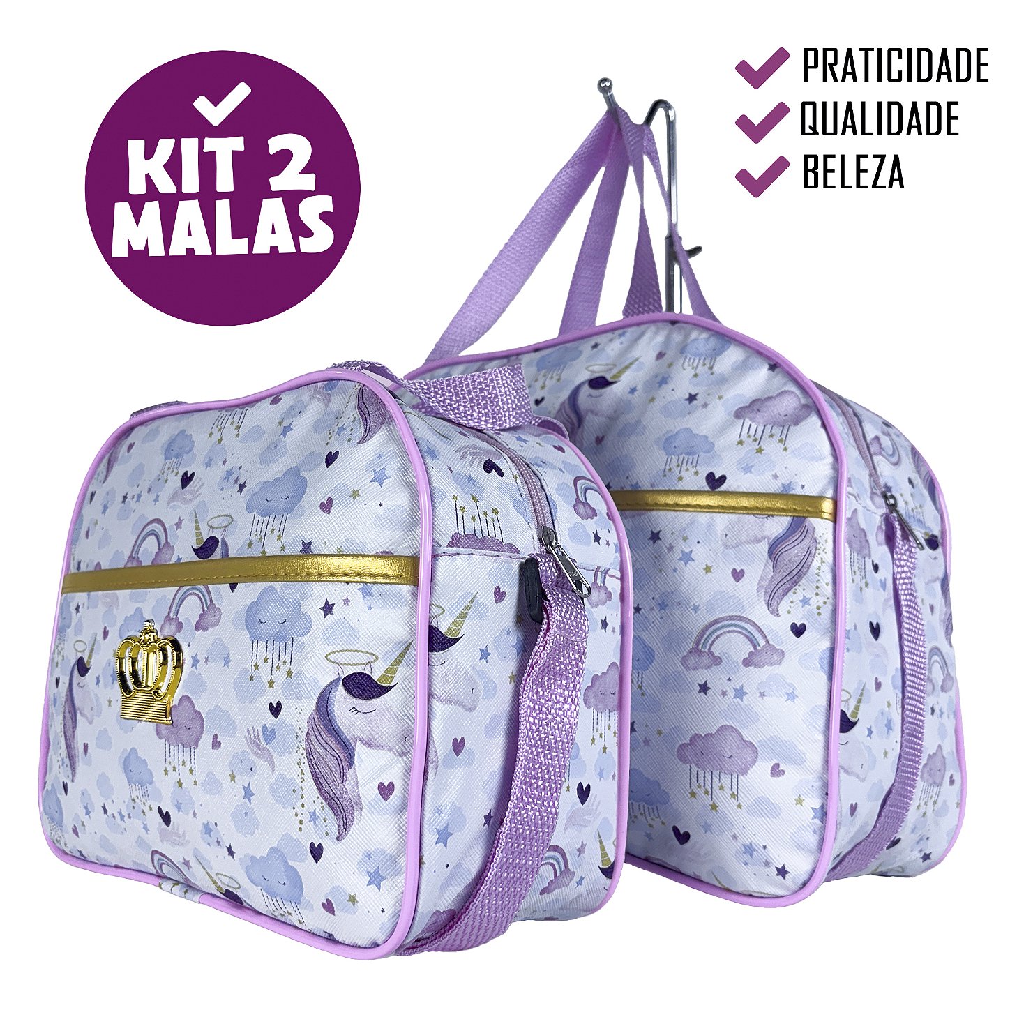 Kit Mala Bolsa Maternidade 2 Peças Vies - Unicórnio