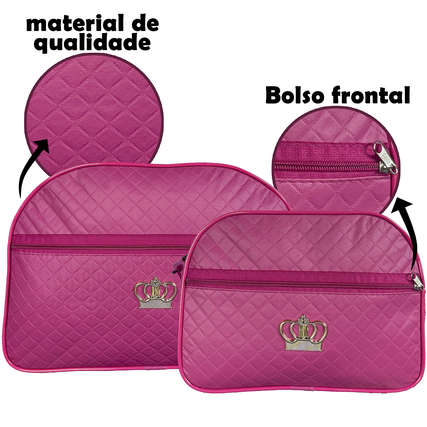 Kit Mala Bolsa Maternidade 2 Peças Zíper - Pink