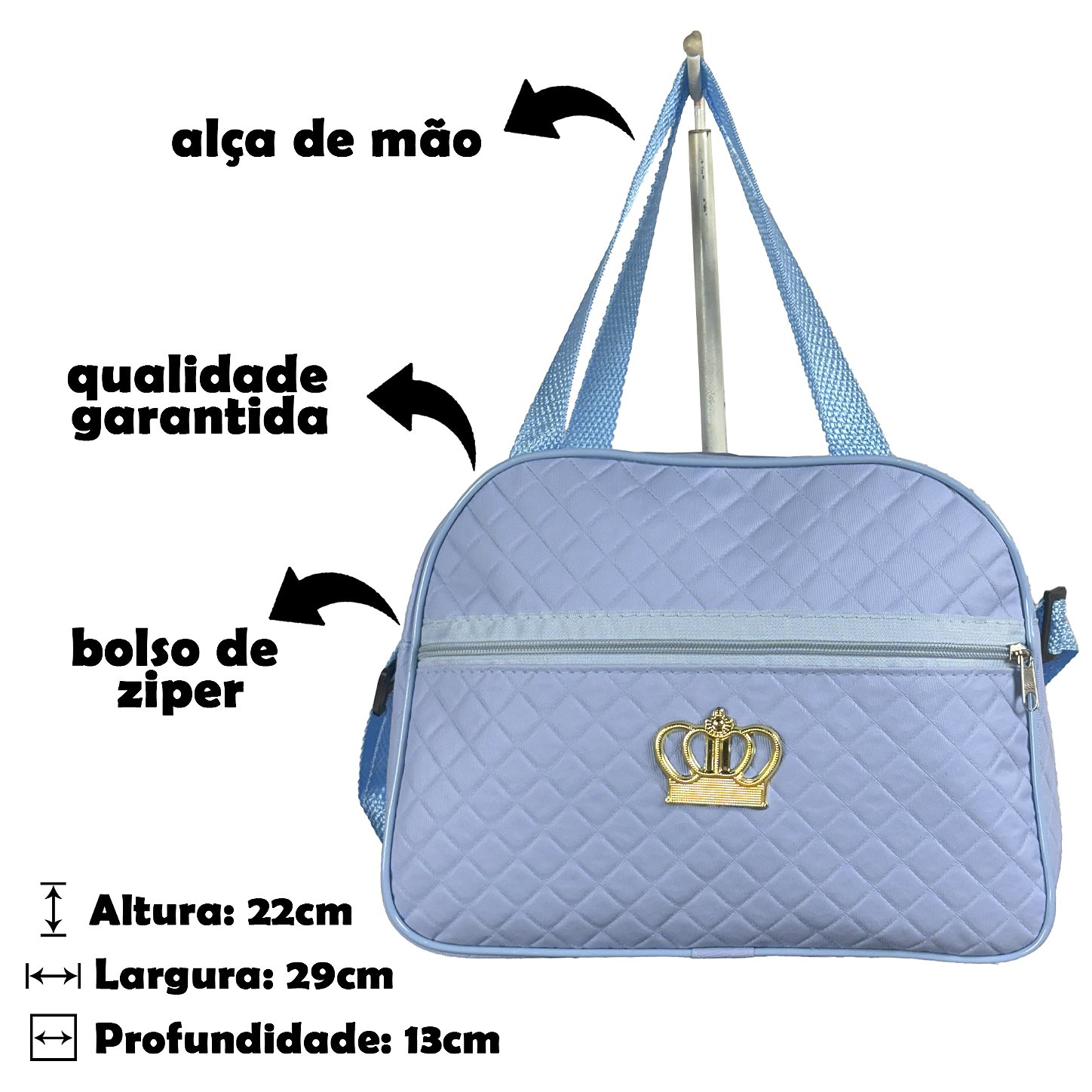 Kit Mala Bolsa Maternidade 2 Peças Zíper - Azul Bebe