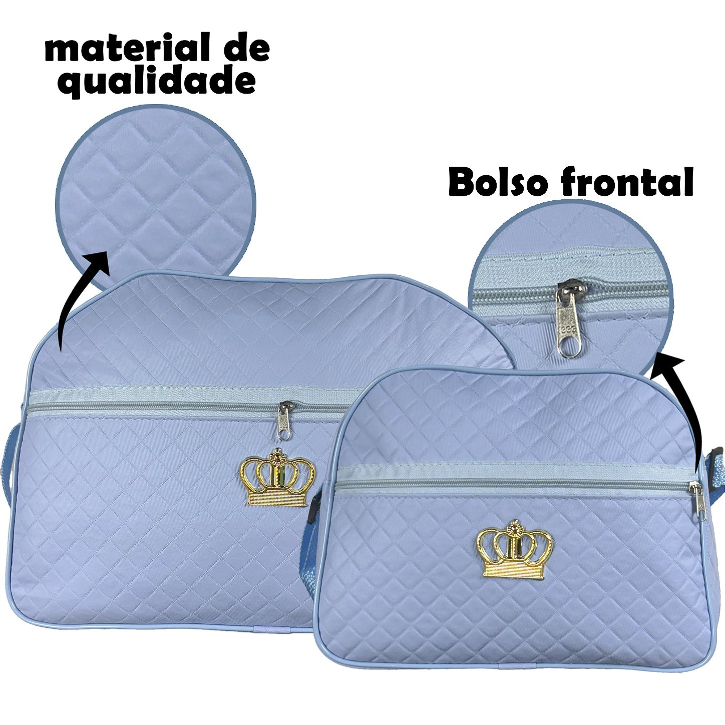 Kit Mala Bolsa Maternidade 2 Peças Zíper - Azul Bebe