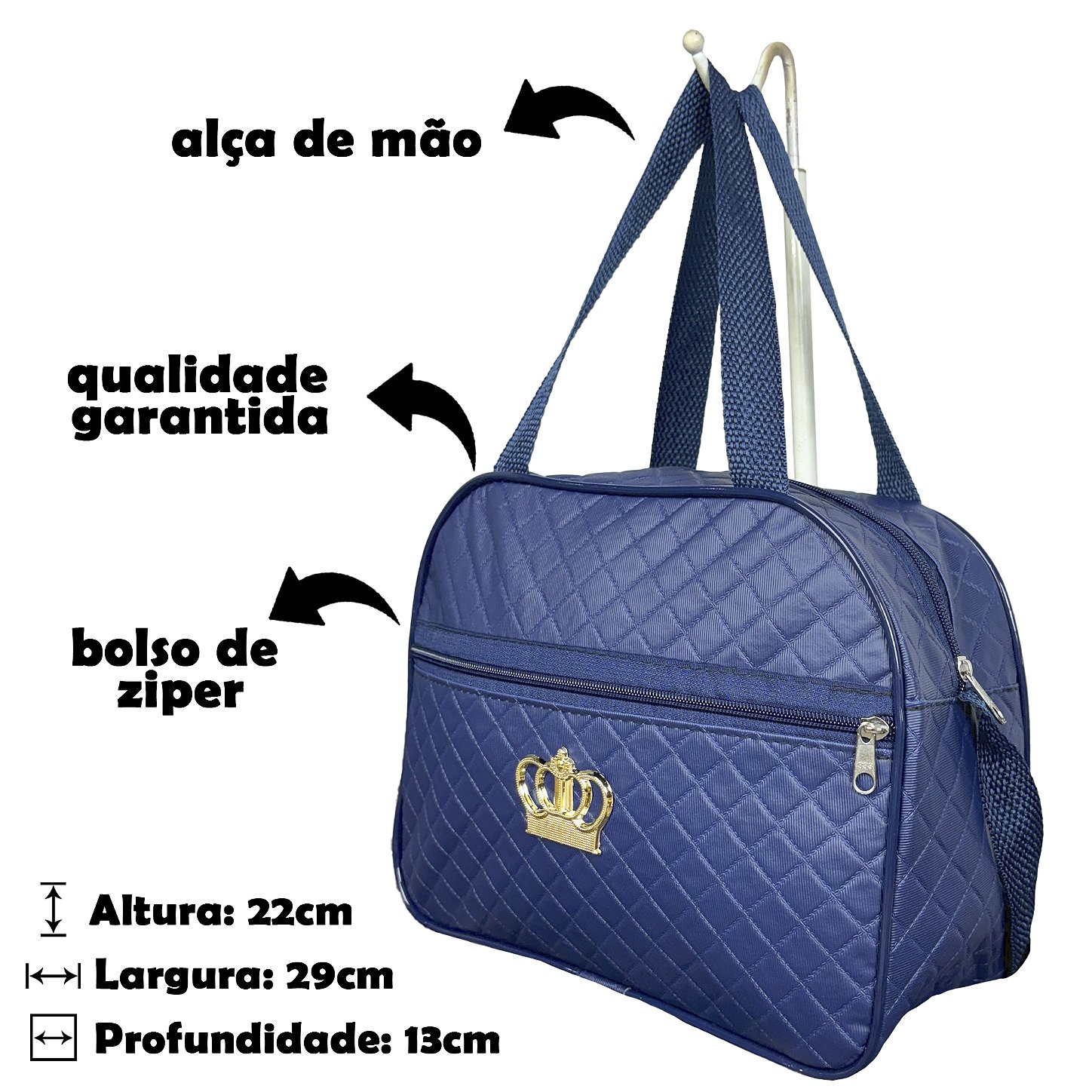 Kit Mala Bolsa Maternidade 2 Peças Zíper - Azul Marinho