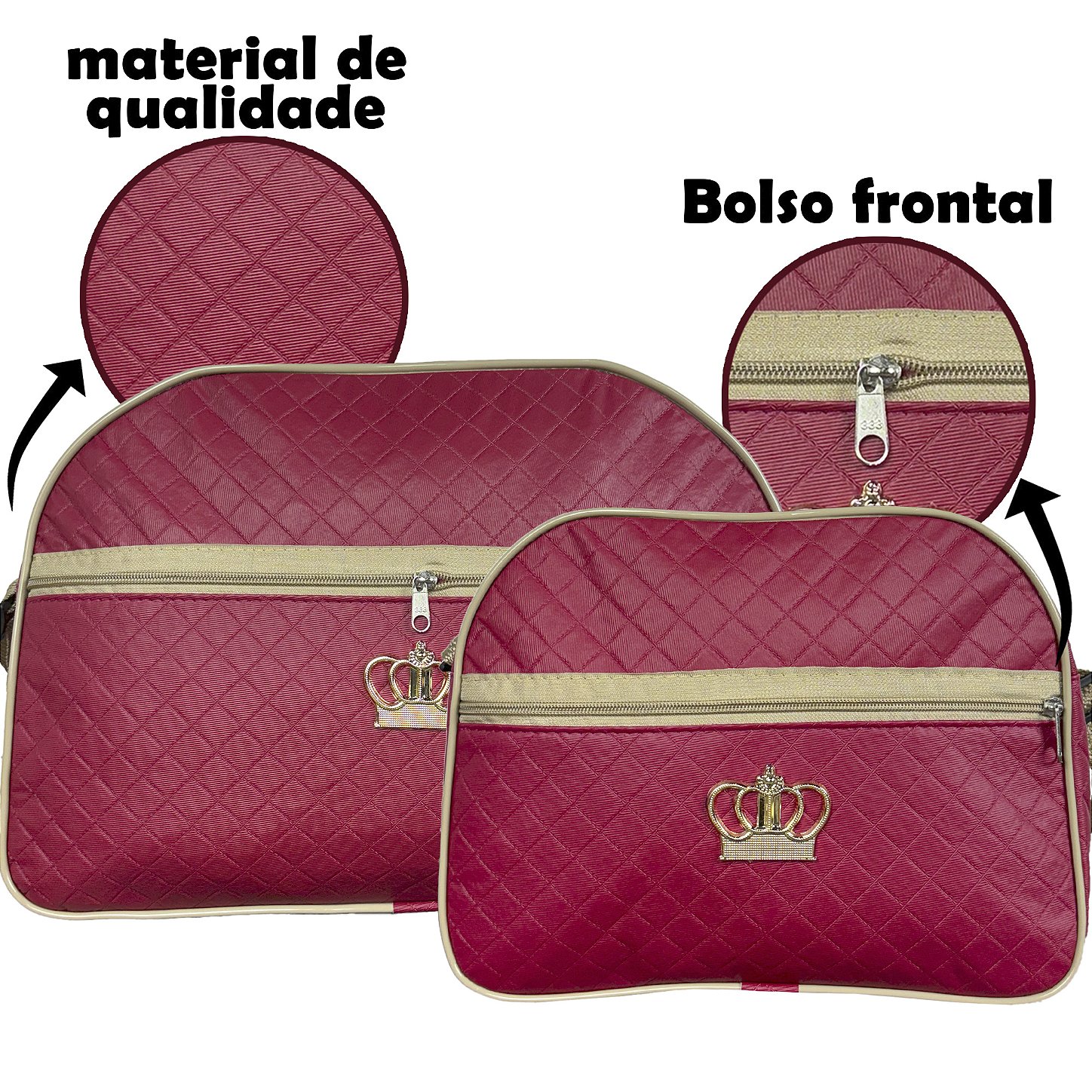 Kit Mala Bolsa Maternidade 2 Peças Zíper- Vermelha