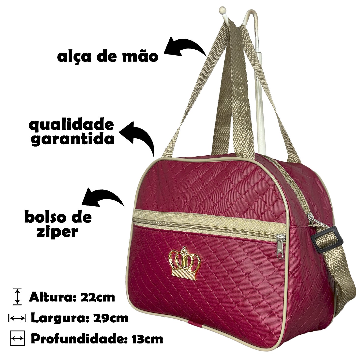 Kit Mala Bolsa Maternidade 2 Peças Zíper- Vermelha