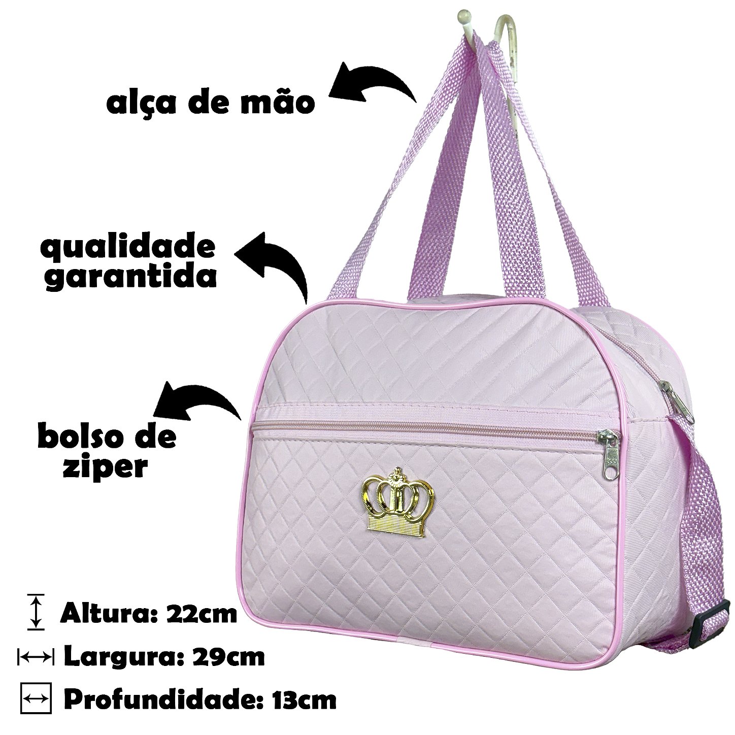 Kit Mala Bolsa Maternidade 2 Peças Zíper - Rosa Bebe