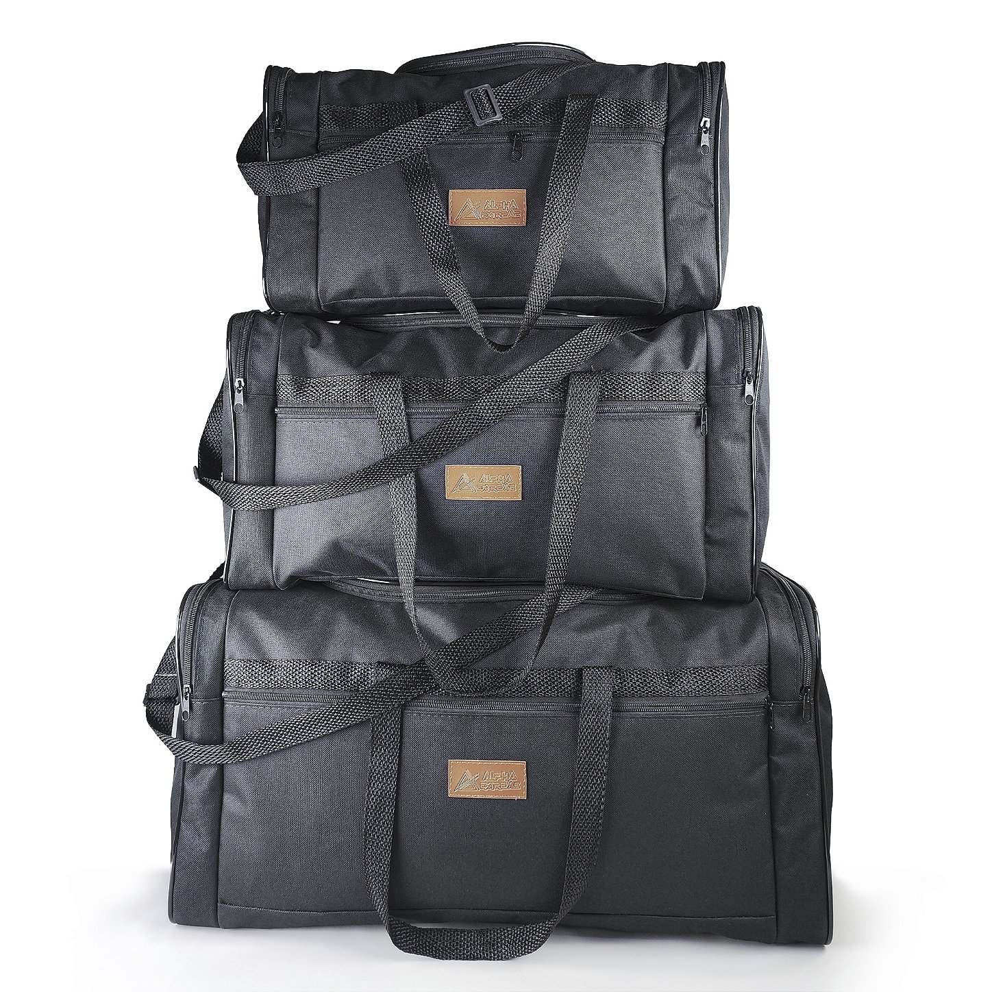 Kit 3 Malas de Viagem Alpha Extreme Preto Grande, Média e Pequena