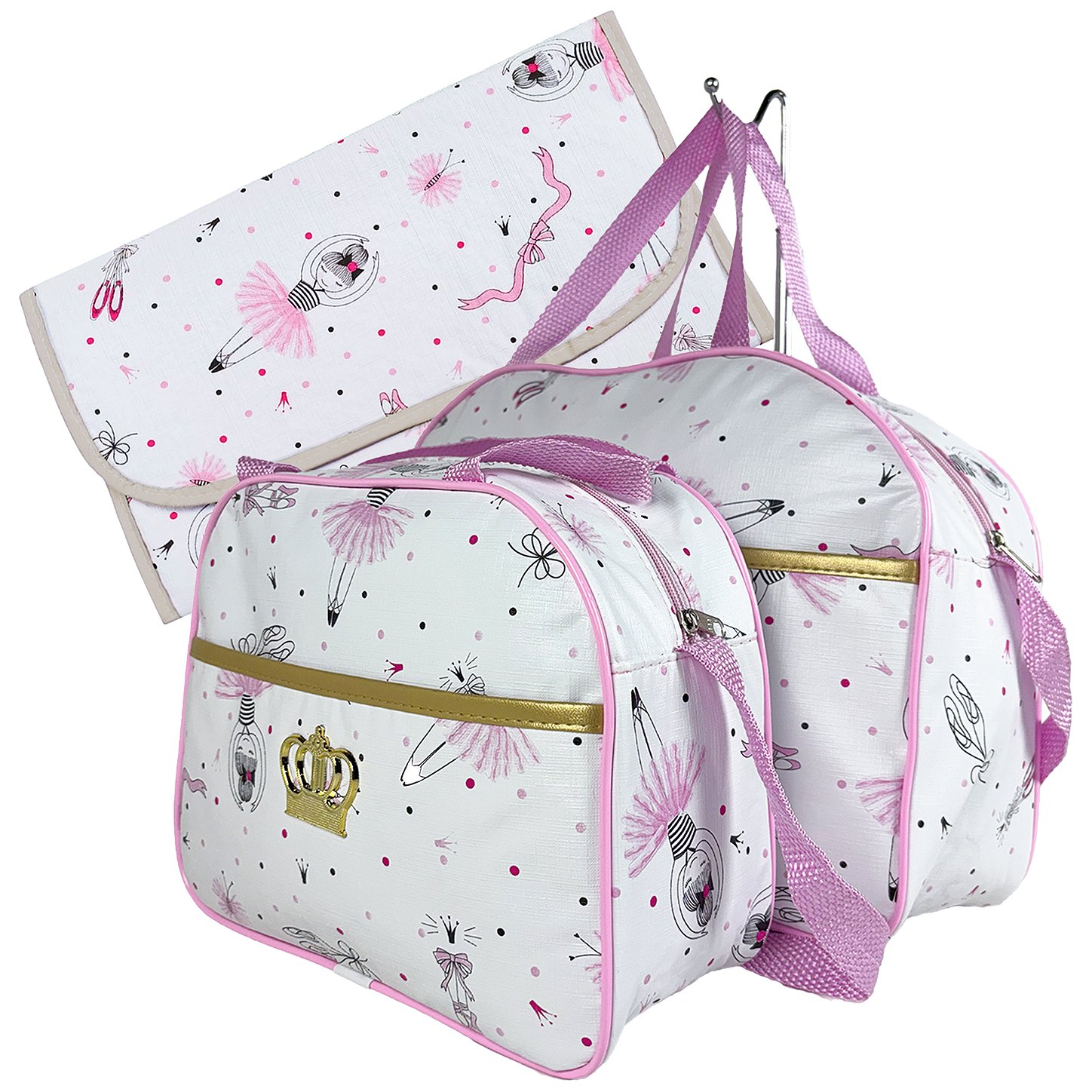 Kit 2 Bolsa Maternidade com Trocador de Bebê Dobravél - Bailarina
