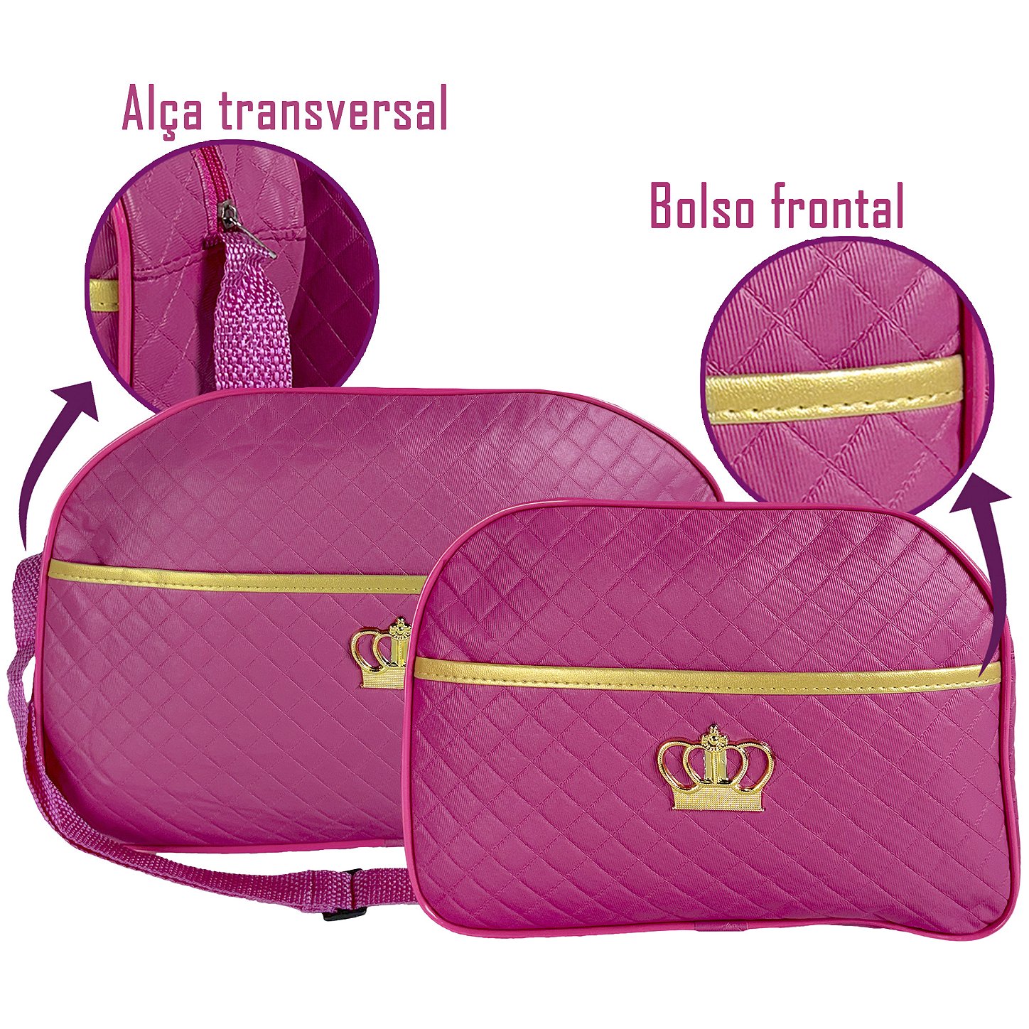 Kit 2 Bolsa Maternidade com Trocador de Bebê Dobravél - Pink