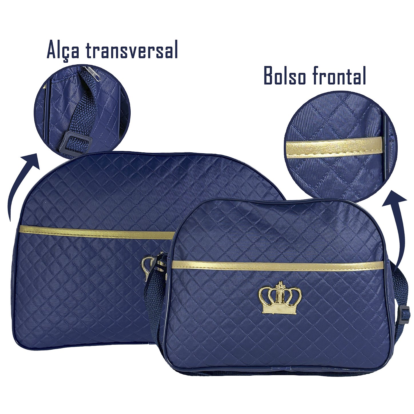 Kit 2 Bolsa Maternidade com Trocador de Bebê Dobravél - Azul Marinho