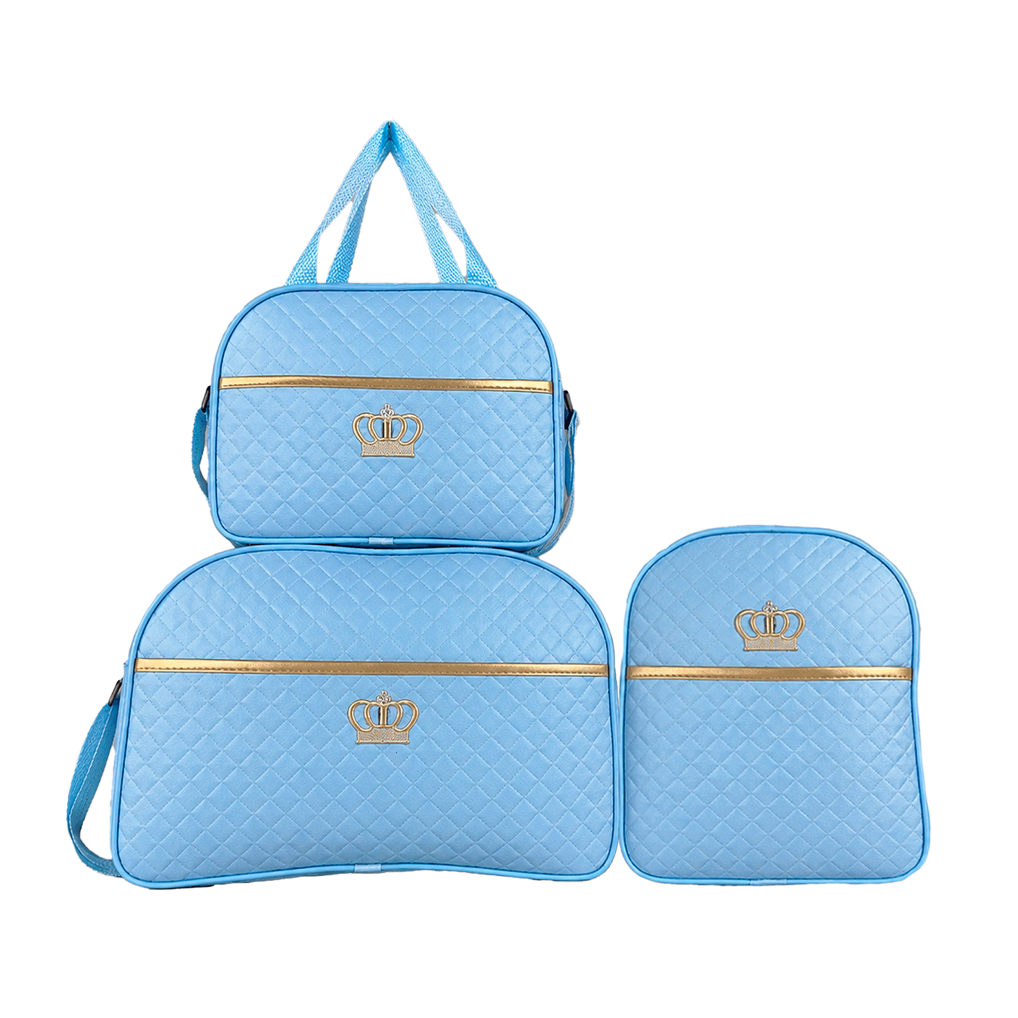 Kit Mala Bolsa Maternidade 3 Peças – Mala Grande, Mala Média e Mochila Azul BB