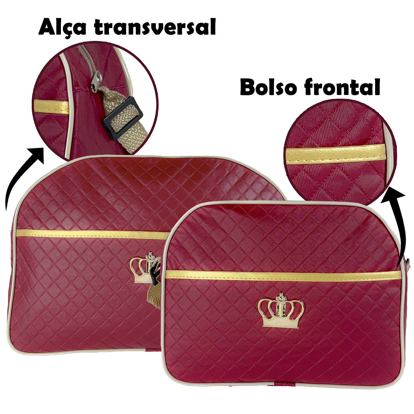 Kit Mala Bolsa Maternidade 3 Peças – Mala Grande, Mala Média e Mochila Vermelho
