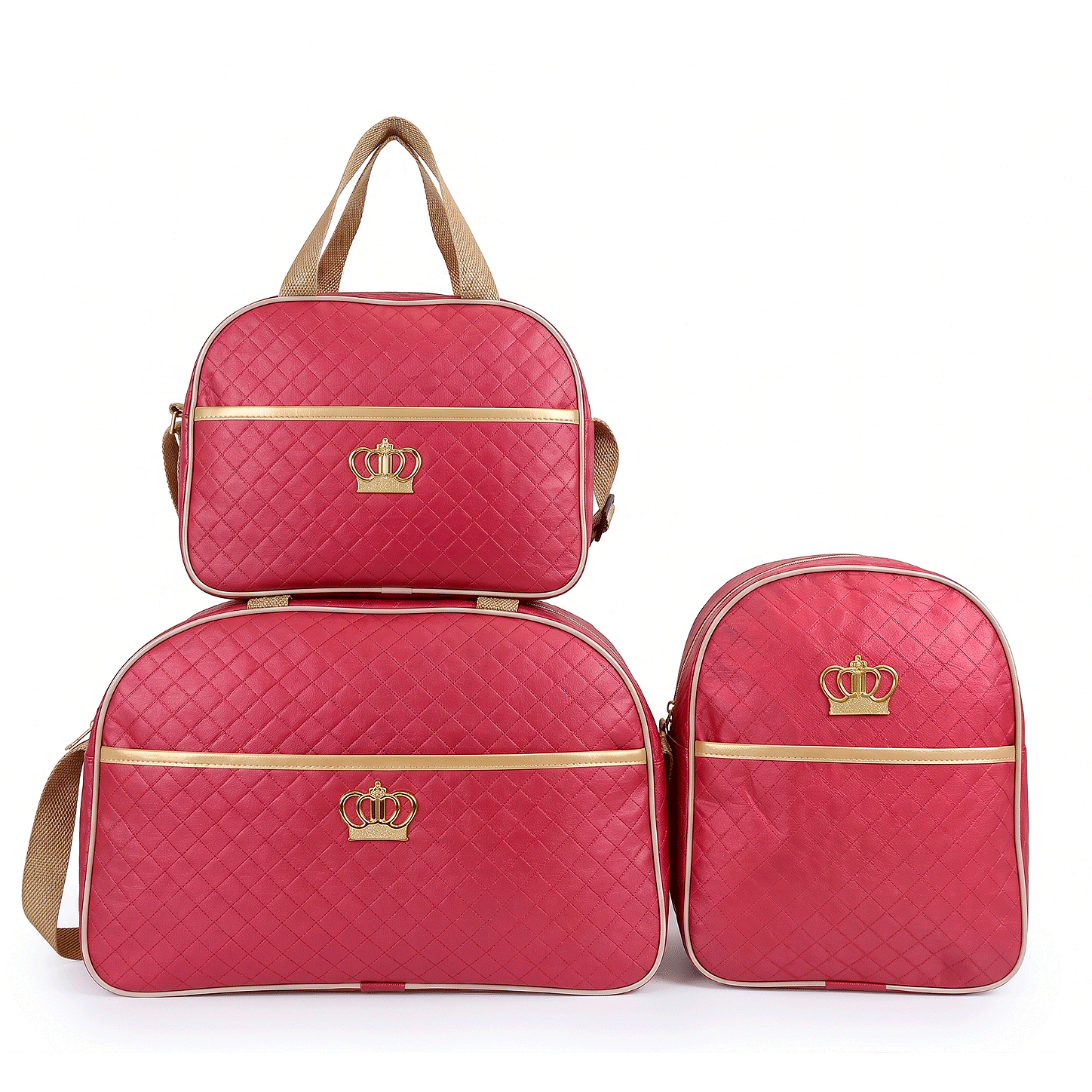 Kit Mala Bolsa Maternidade 3 Peças – Mala Grande, Mala Média e Mochila Vermelho