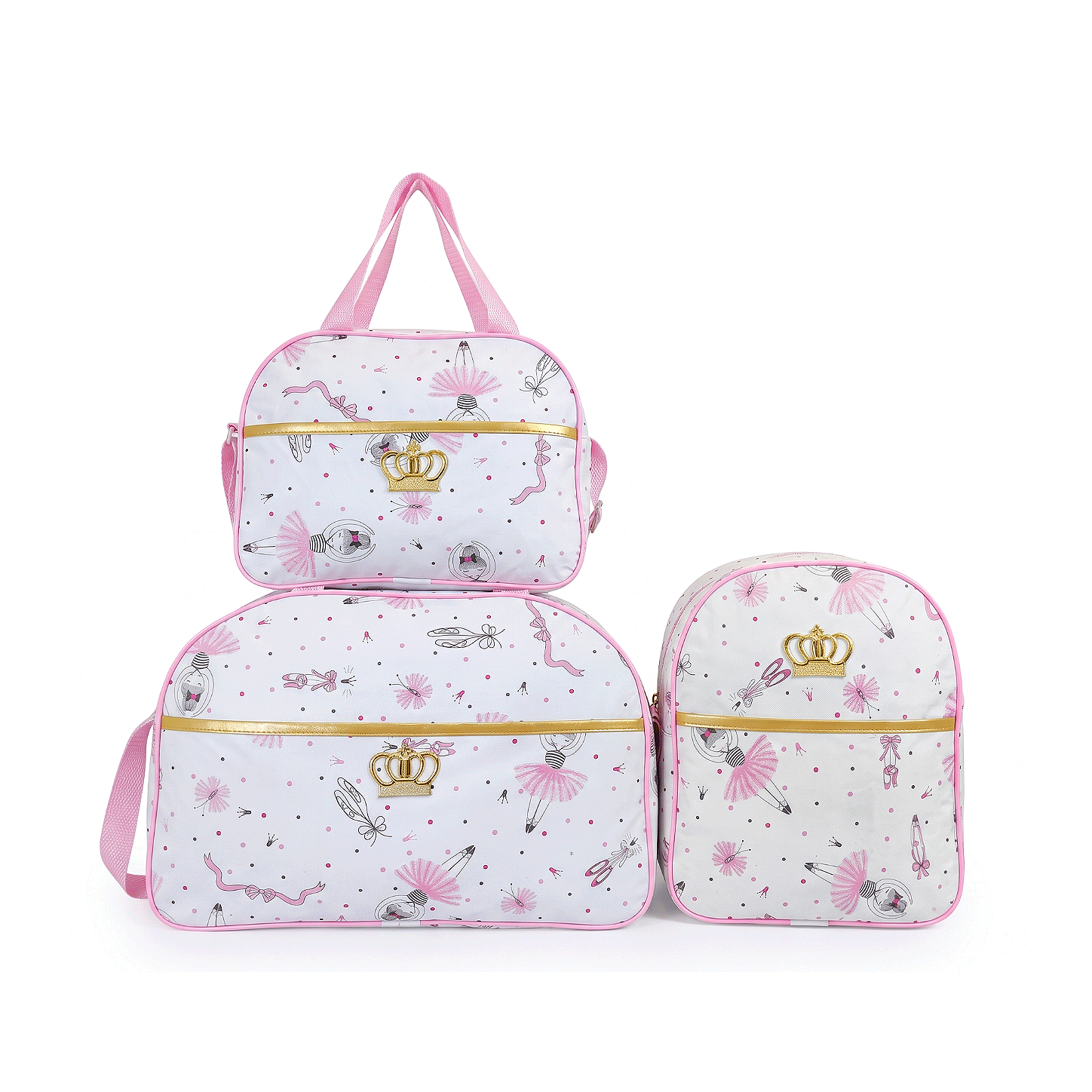 Kit Mala Bolsa Maternidade 3 Peças – Mala Grande, Mala Média e Mochila Bailarina
