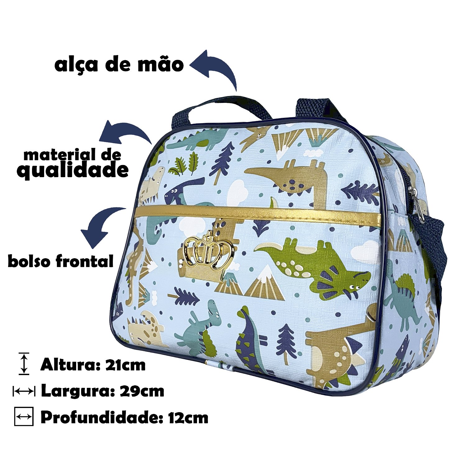 Kit Mala Bolsa Maternidade 3 Peças – Mala Grande, Mala Média e Mochila Dinossauro