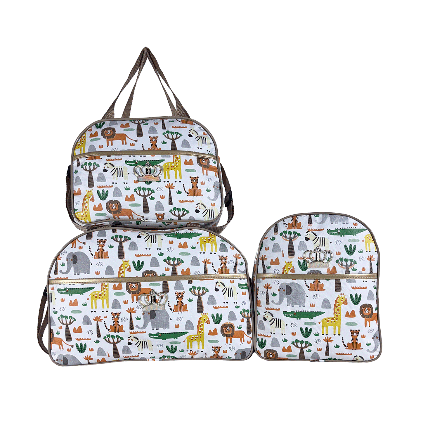 Kit Mala Bolsa Maternidade 3 Peças – Mala Grande, Mala Média e Mochila Safari