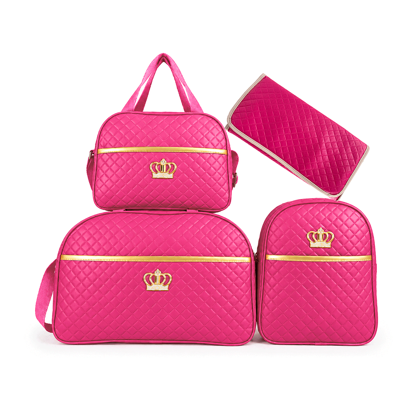 Kit Maternidade 4 Peças – Mala Grande, Mala Média e Mochila e Trocador Pink