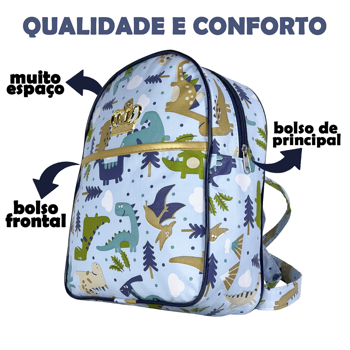 Kit Maternidade 4 Peças – Mala Grande, Mala Média e Mochila e Trocador Dinossauro