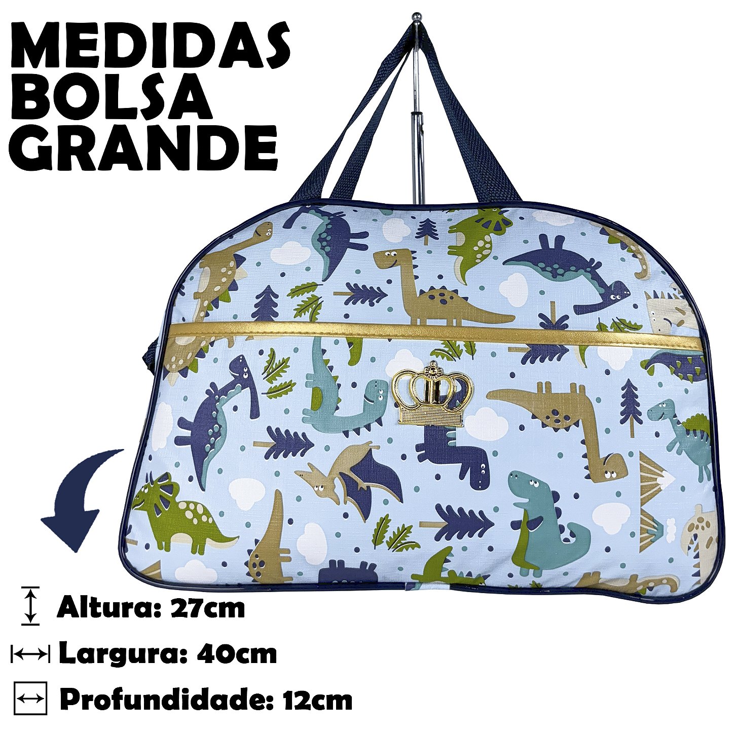 Kit Maternidade 4 Peças – Mala Grande, Mala Média e Mochila e Trocador Dinossauro