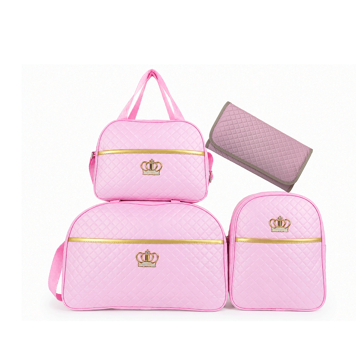 Kit Maternidade 4 Peças – Mala Grande, Mala Média e Mochila e Trocador Rosa BB