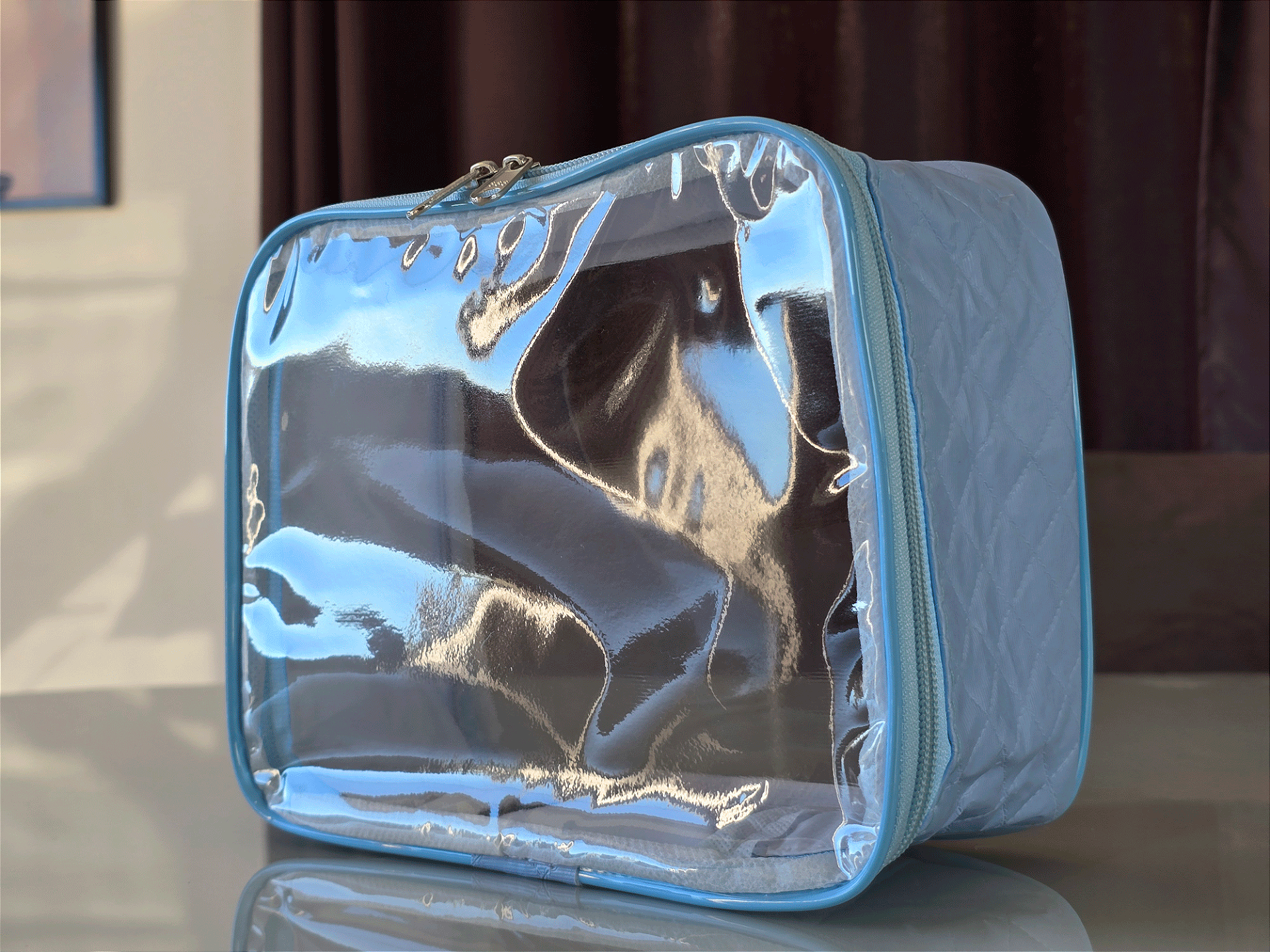 Kit Necessaire Organizadora Transparente P/M/G Azul BB
