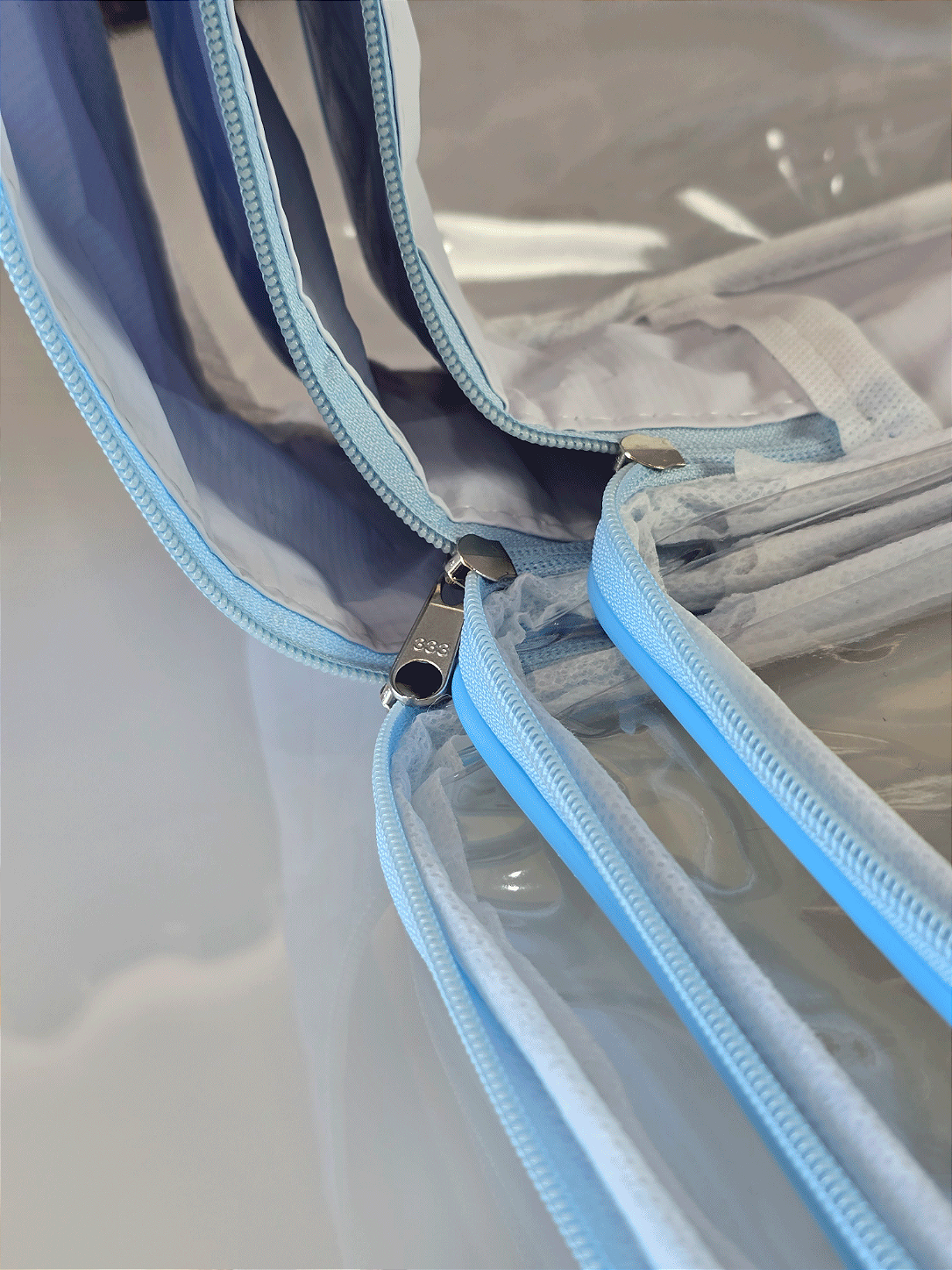 Kit Necessaire Organizadora Transparente P/M/G Azul BB