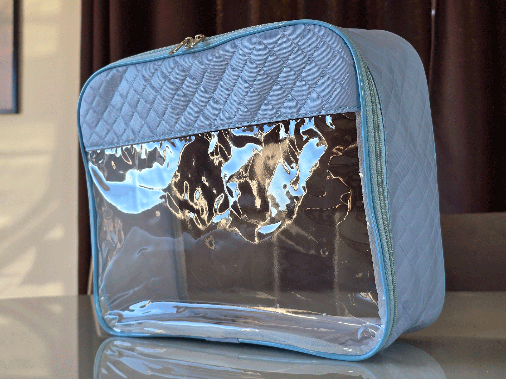 Kit Necessaire Organizadora Transparente P/M/G Azul BB