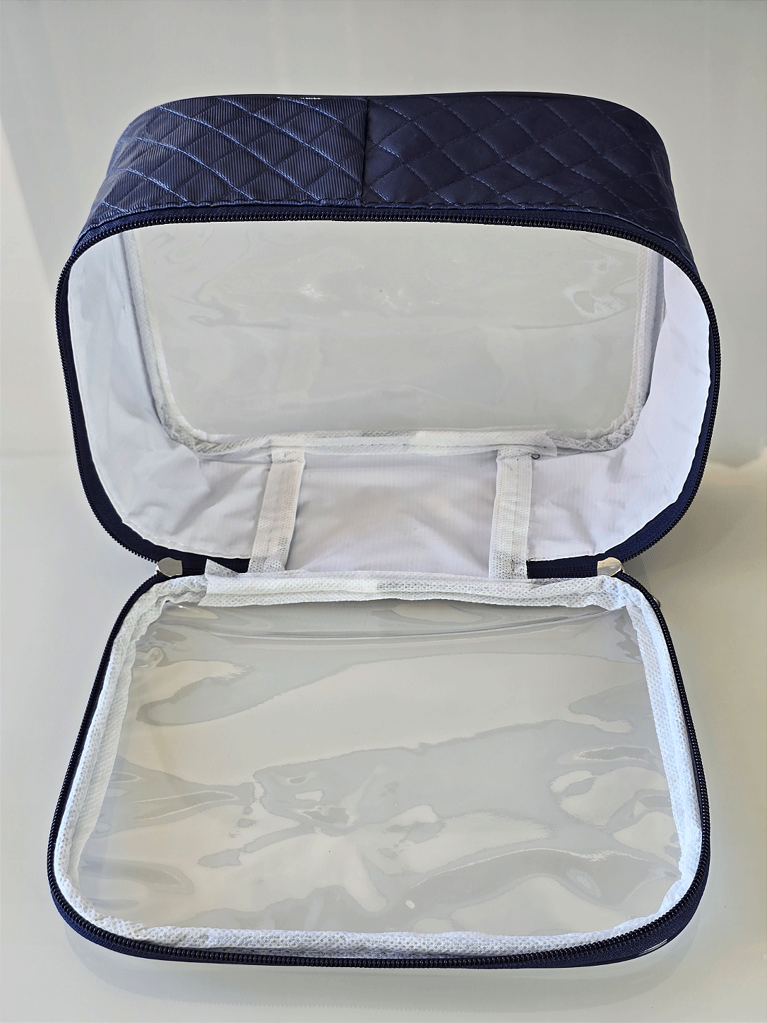 Kit Necessaire Organizadora Transparente P/M/G Azul Marinho