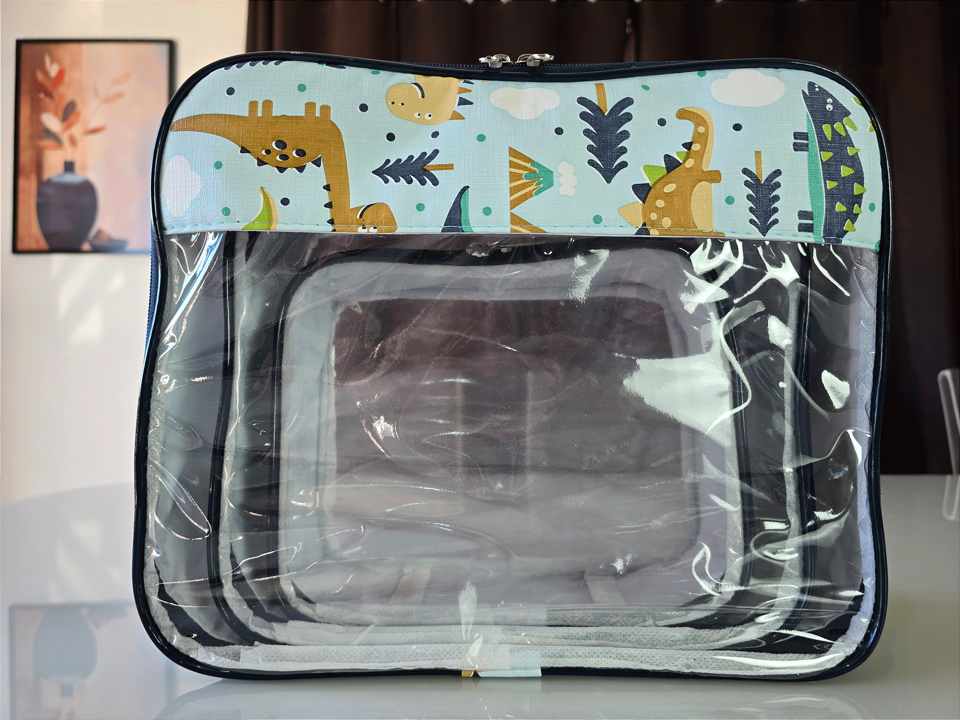 Kit Necessaire Organizadora Transparente P/M/G Dinossauro