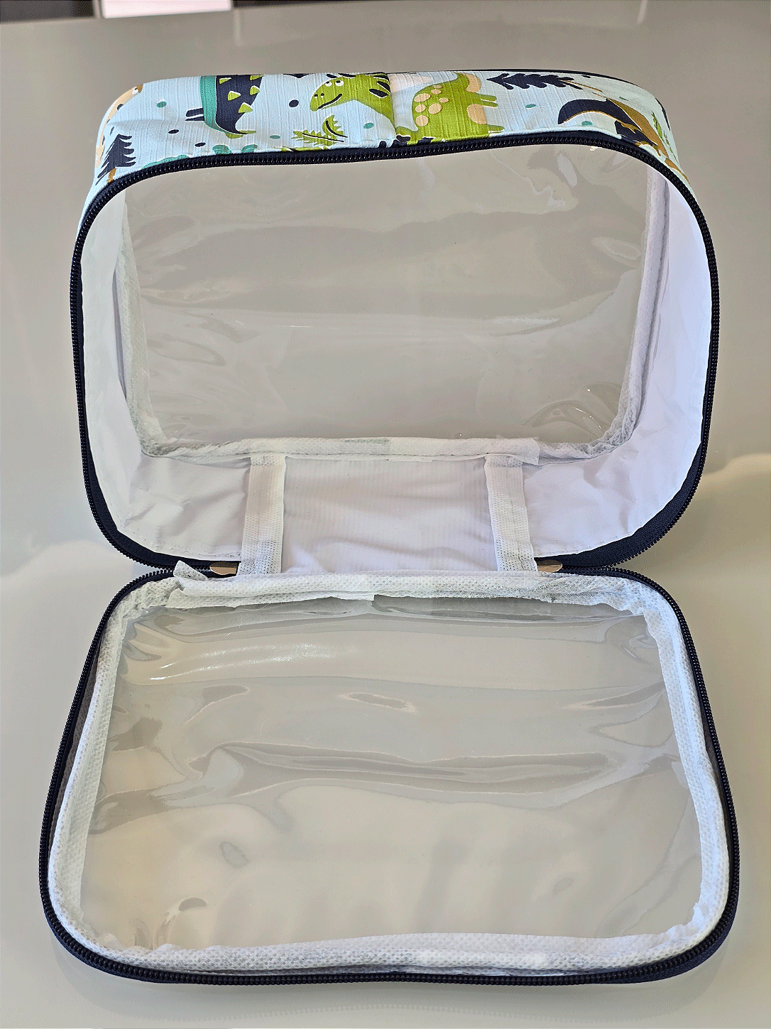 Kit Necessaire Organizadora Transparente P/M/G Dinossauro