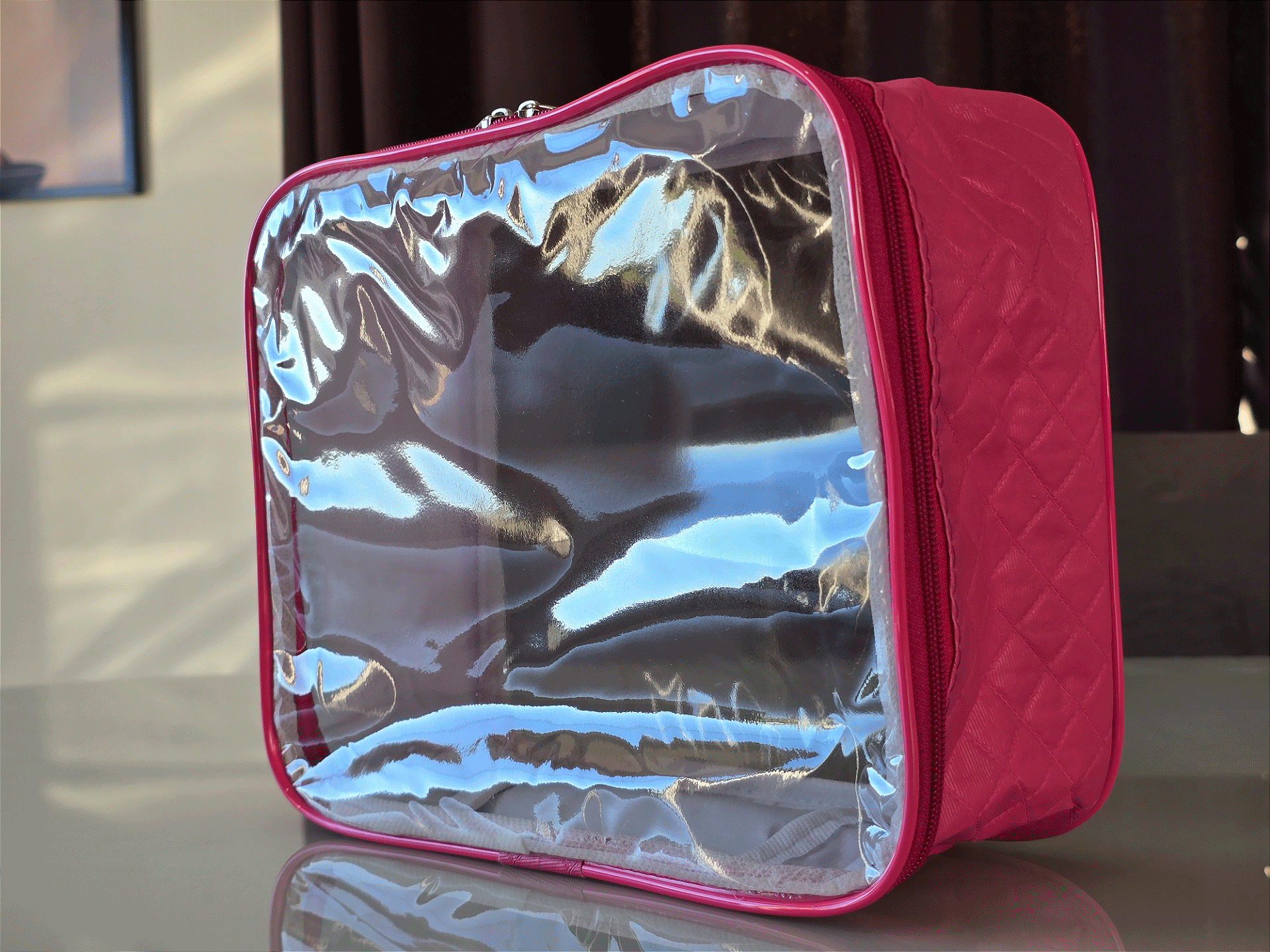 Kit Necessaire Organizadora Transparente P/M/G Pink