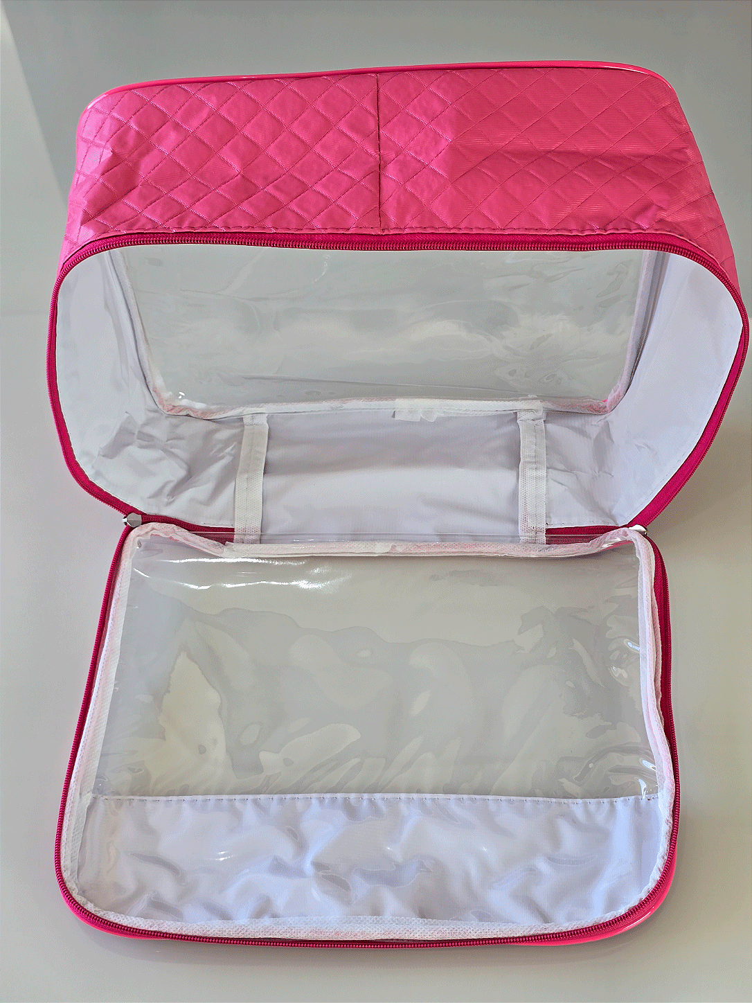 Kit Necessaire Organizadora Transparente P/M/G Pink