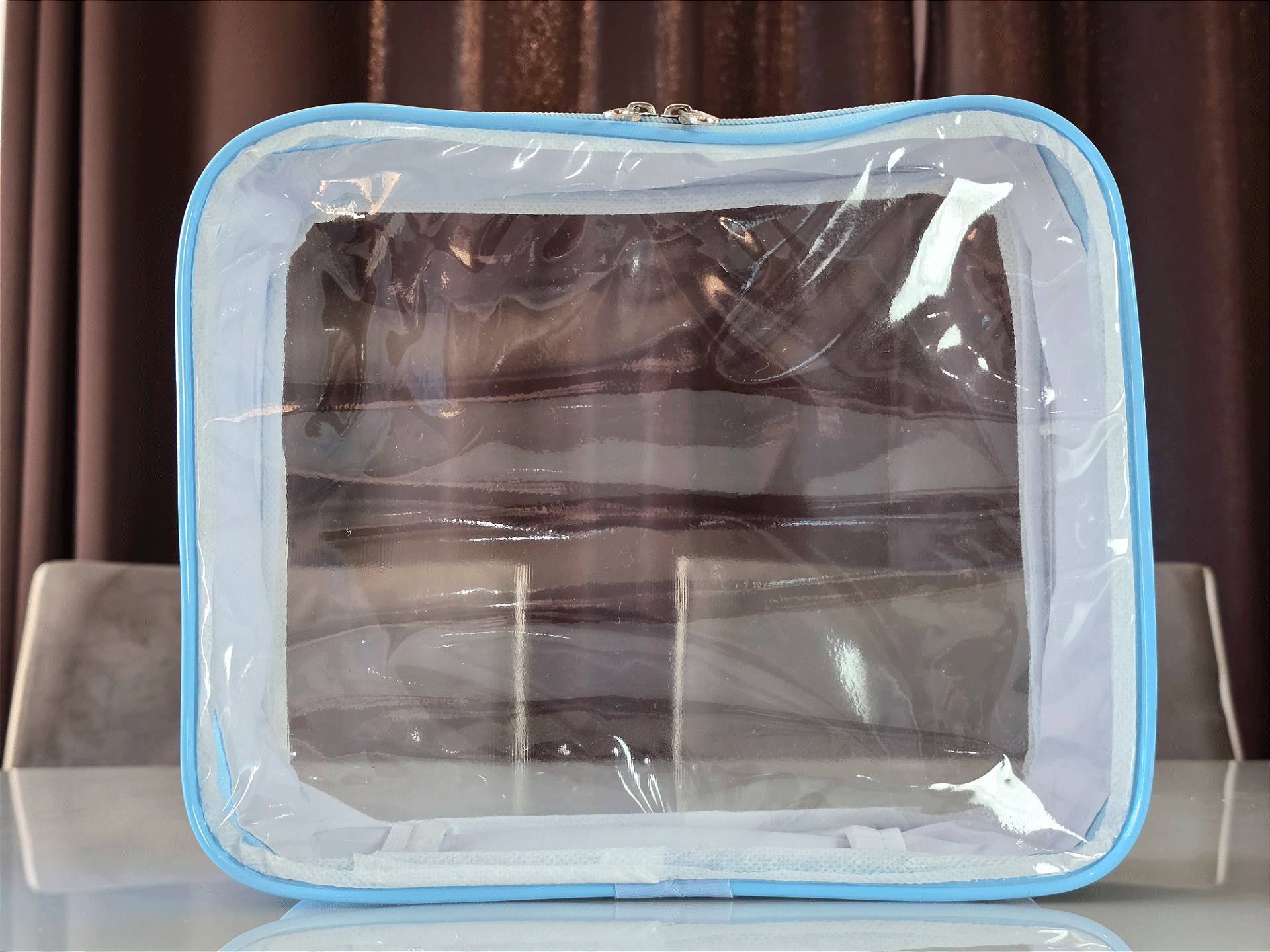 Kit Necessaire Organizadora Transparente P/M/G Bege