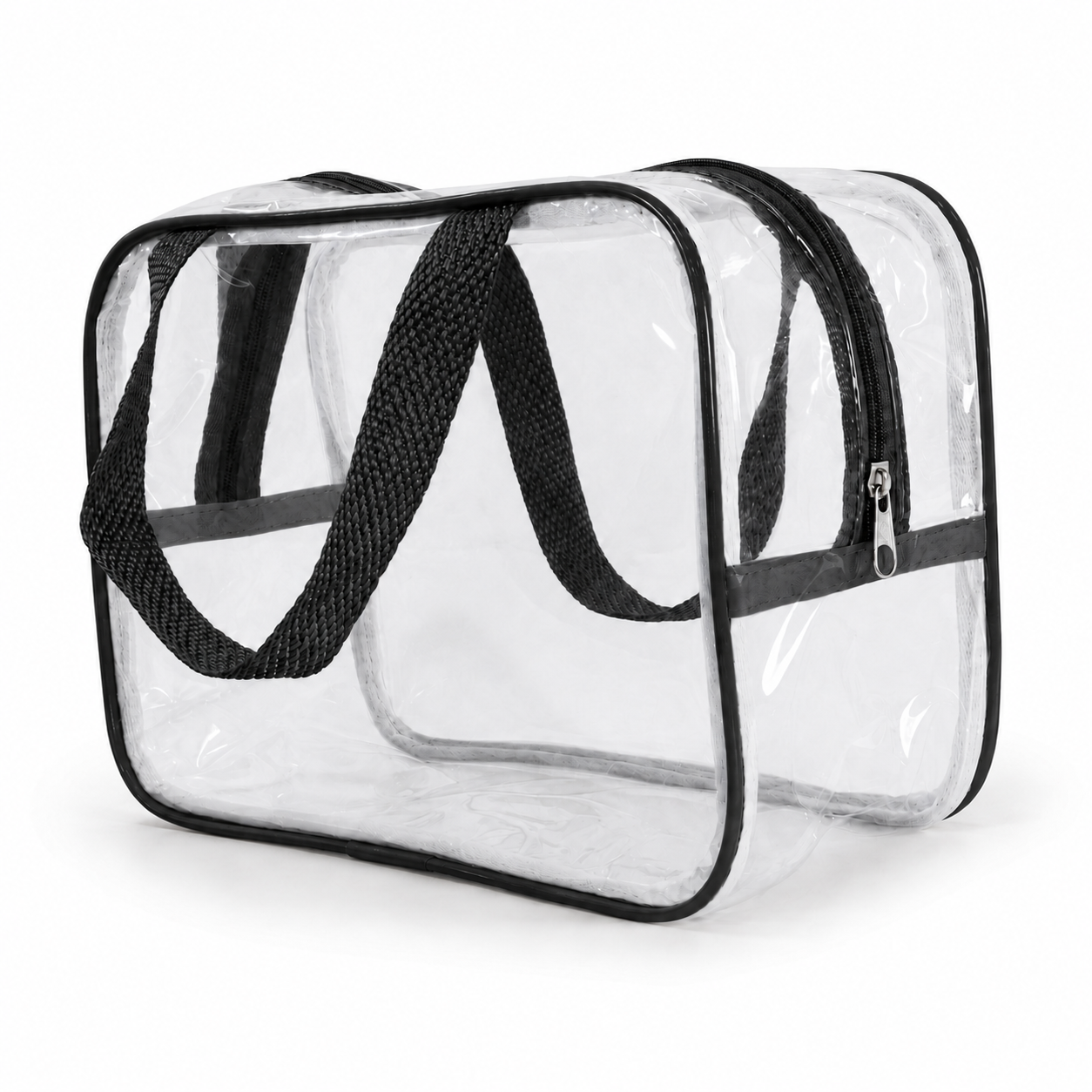 Kit 2 Bolsa Necessaire Transparente Feminina Organizadora - Preto
