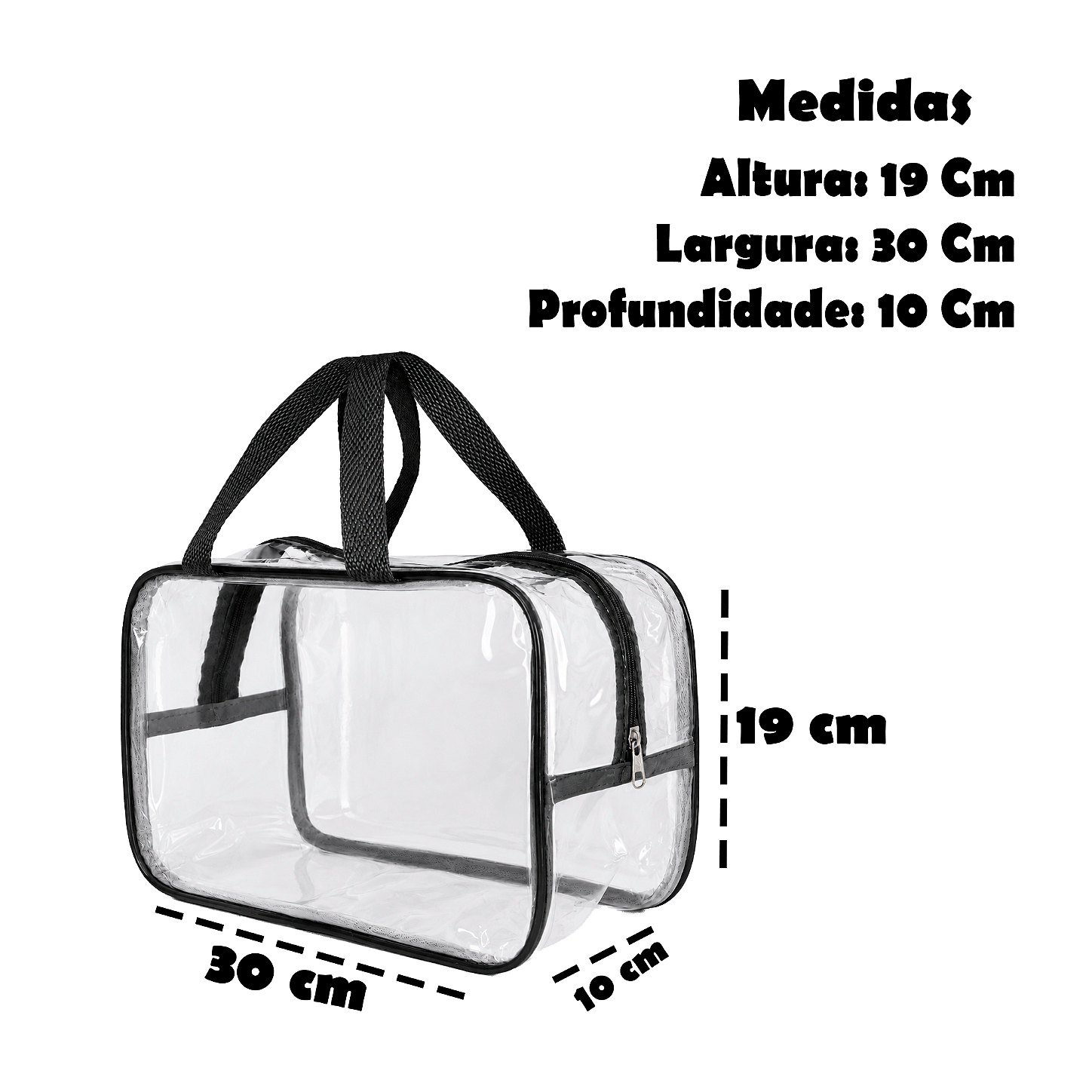 Kit 2 Bolsa Necessaire Transparente Feminina Organizadora - Preto
