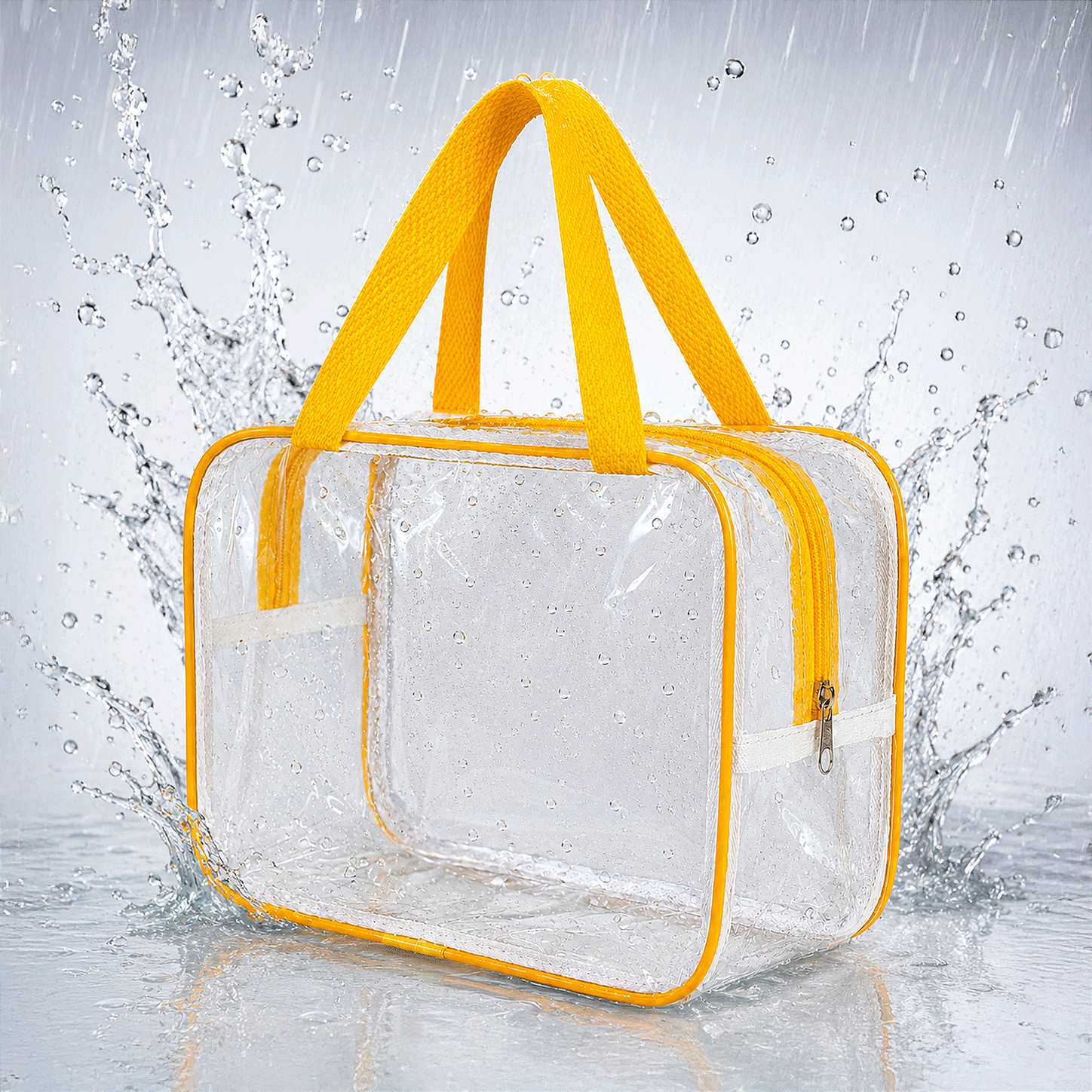 Kit 2 Bolsa Necessaire Transparente Feminina Organizadora - Amarela
