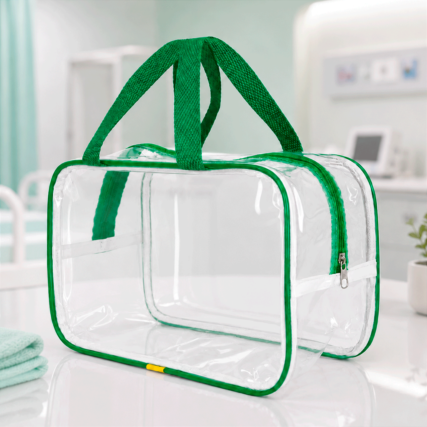 Kit 3 Bolsa Necessaire Transparente Feminina Organizadora - Verde