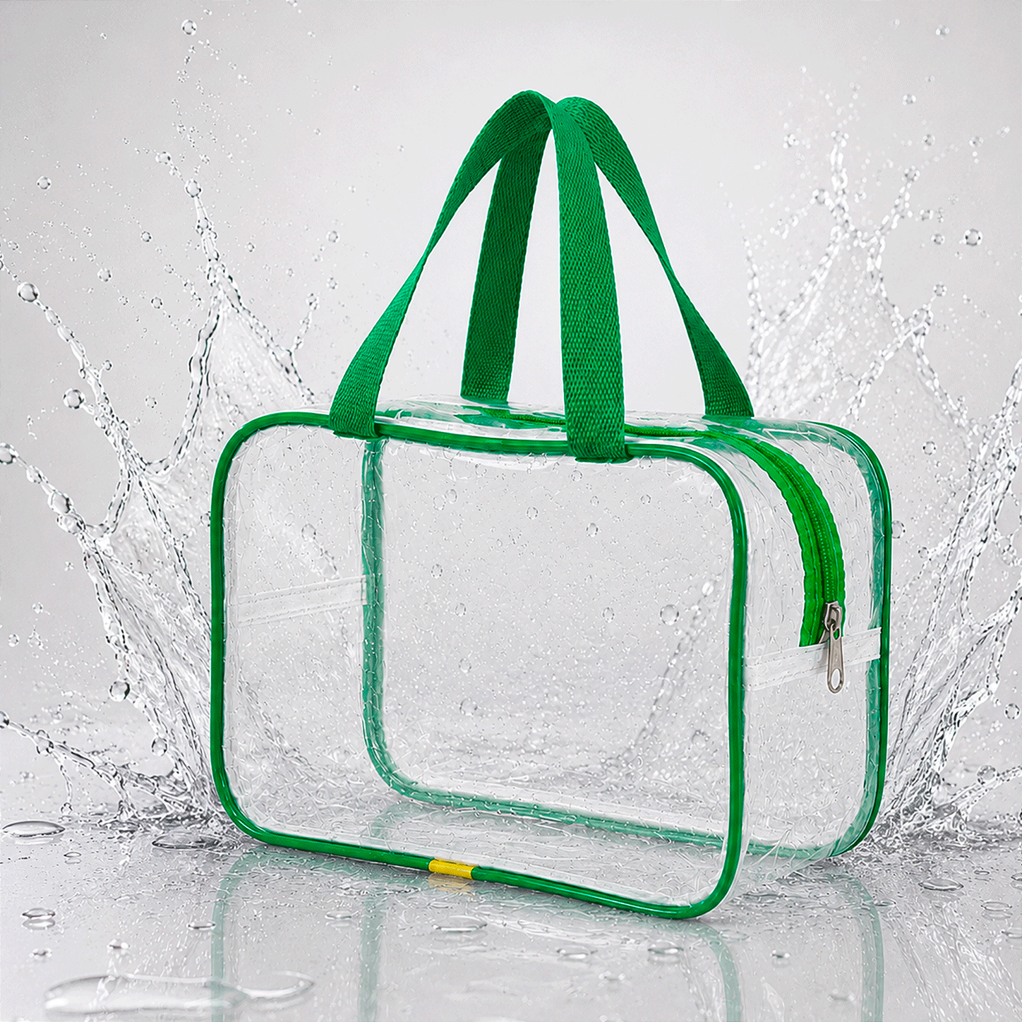 Kit 3 Bolsa Necessaire Transparente Feminina Organizadora - Verde