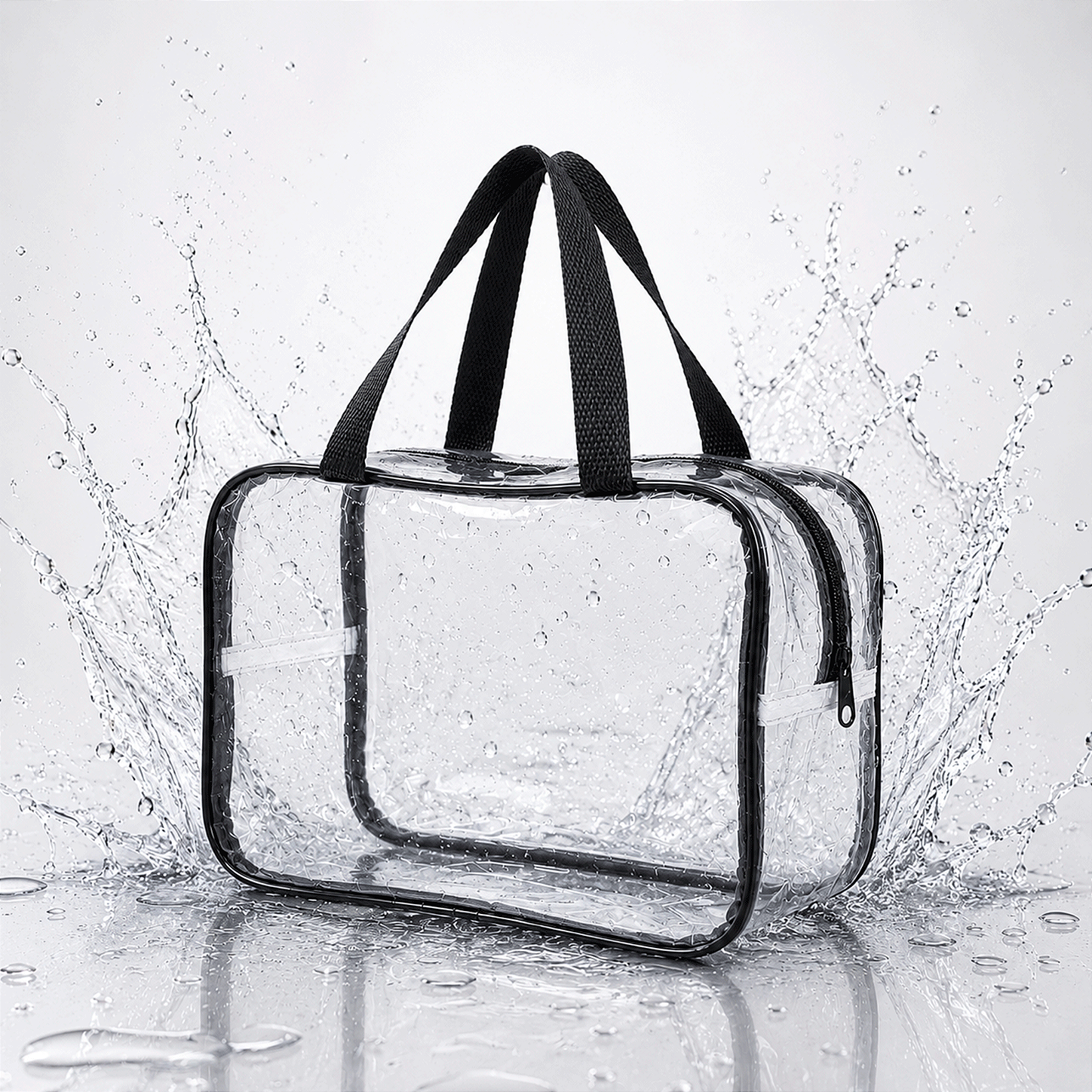 Kit 3 Bolsa Necessaire Transparente Feminina Organizadora - Preto