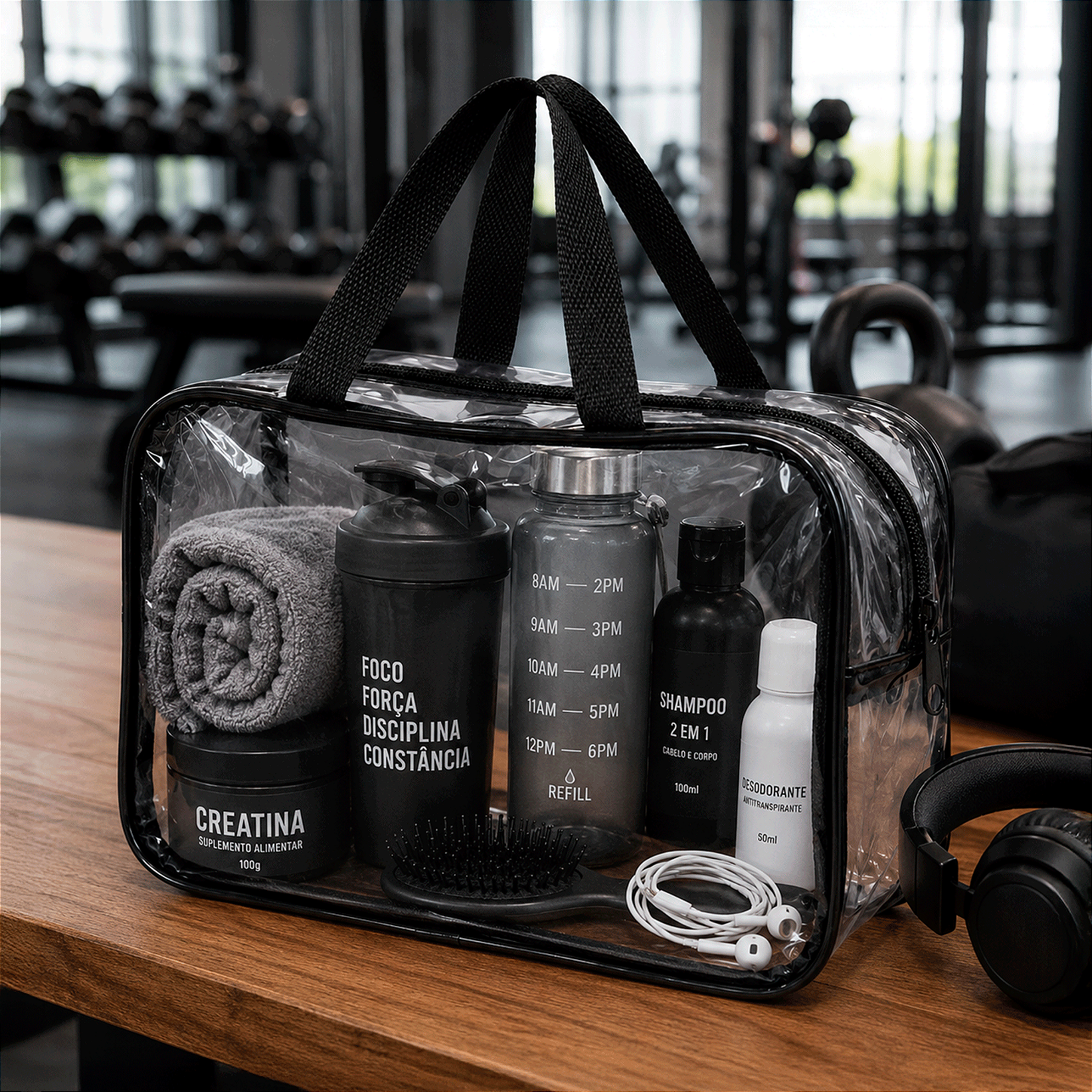 Kit 3 Bolsa Necessaire Transparente Feminina Organizadora - Preto
