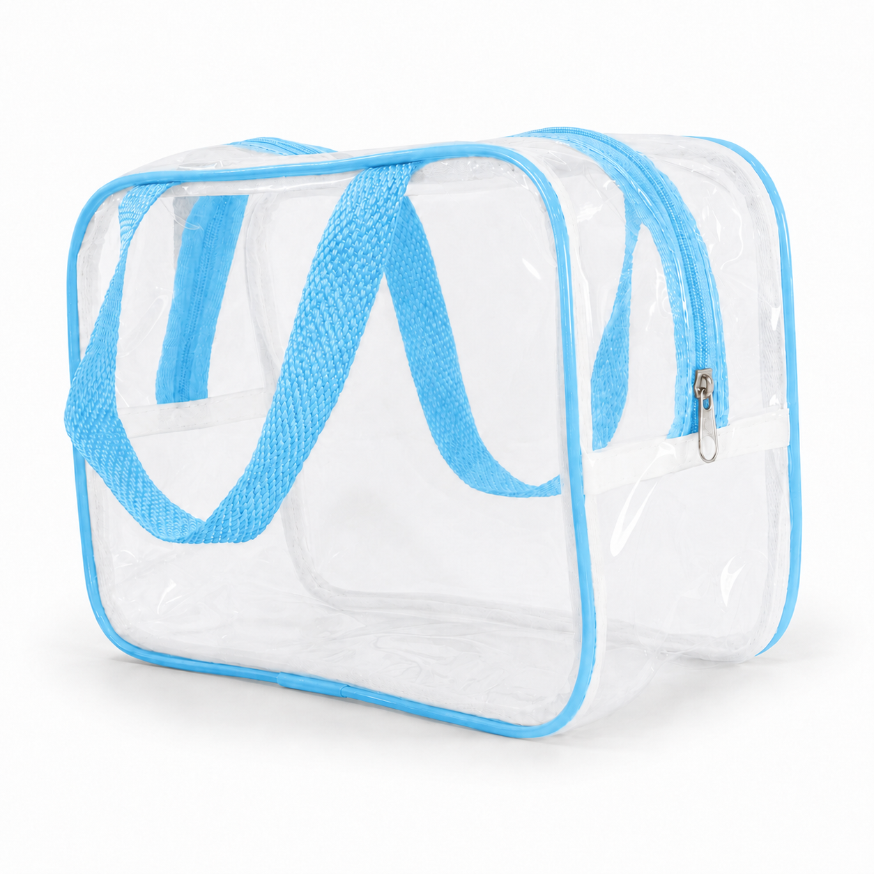 Kit 5 Bolsa Necessaire Transparente Feminina Organizadora - Azul BB