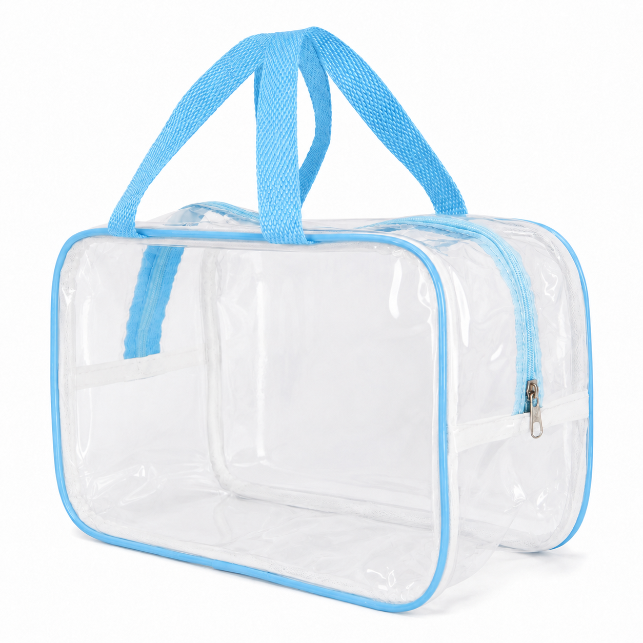 Kit 5 Bolsa Necessaire Transparente Feminina Organizadora - Azul BB