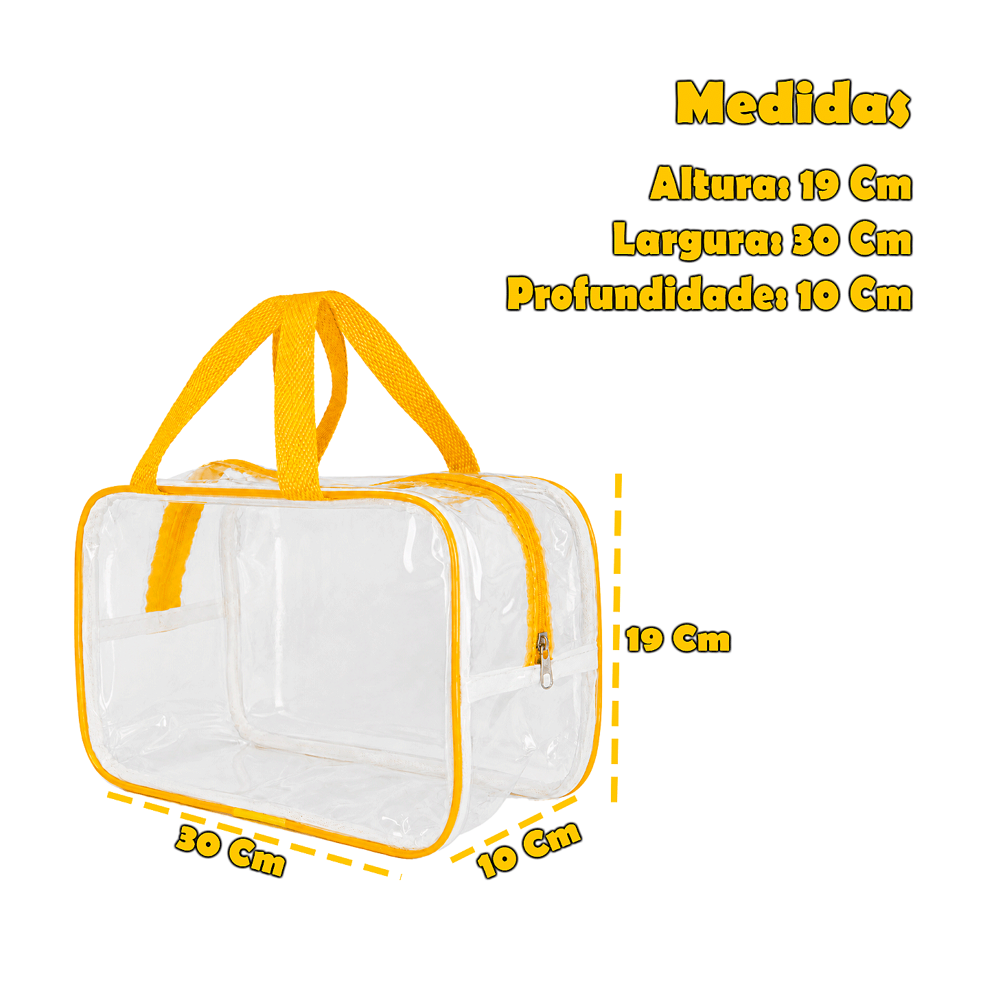 Kit 5 Bolsa Necessaire Transparente Feminina Organizadora - Amarela