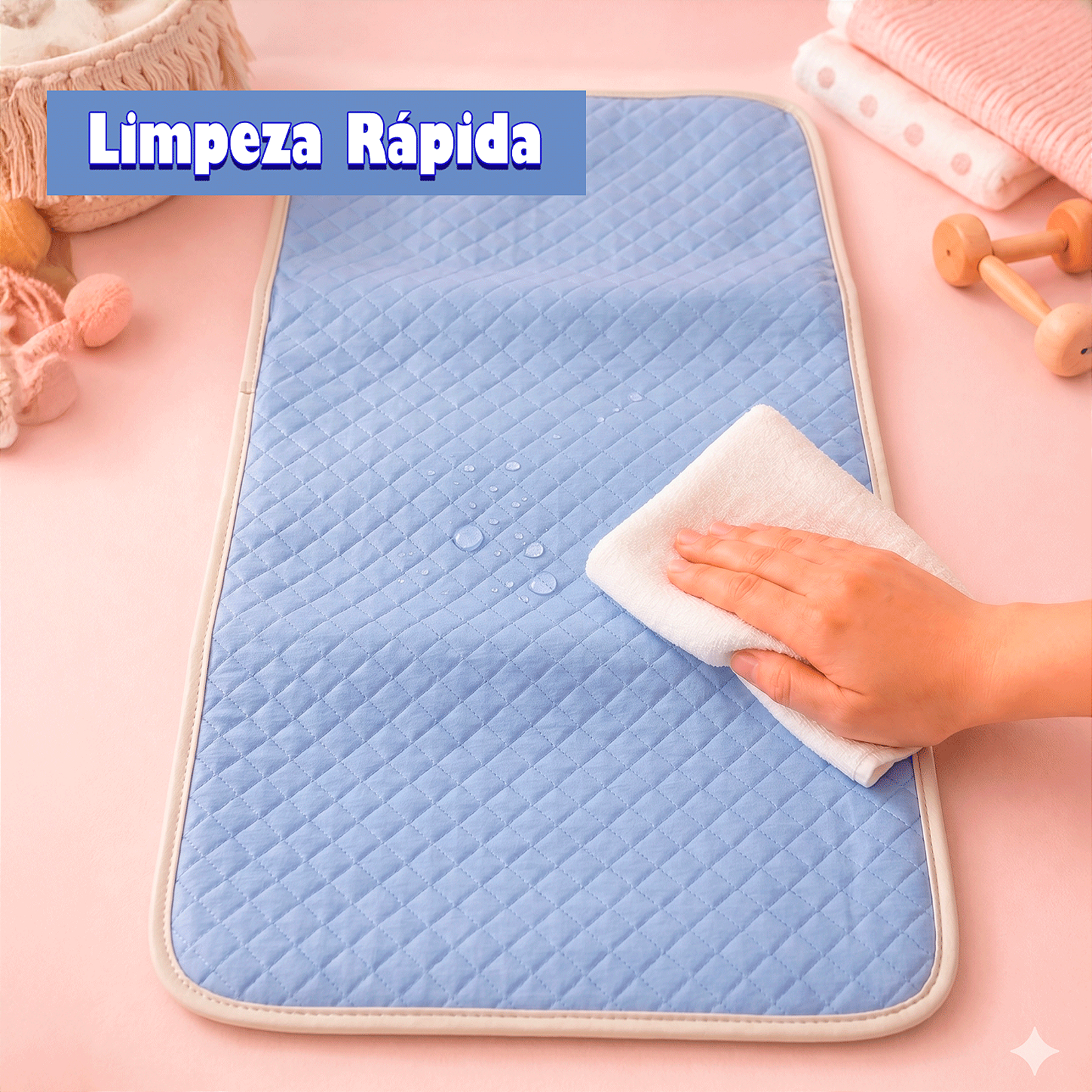 Trocador Portatil Para Bebê Acolchoado impermeável Dobravél - Azul BB